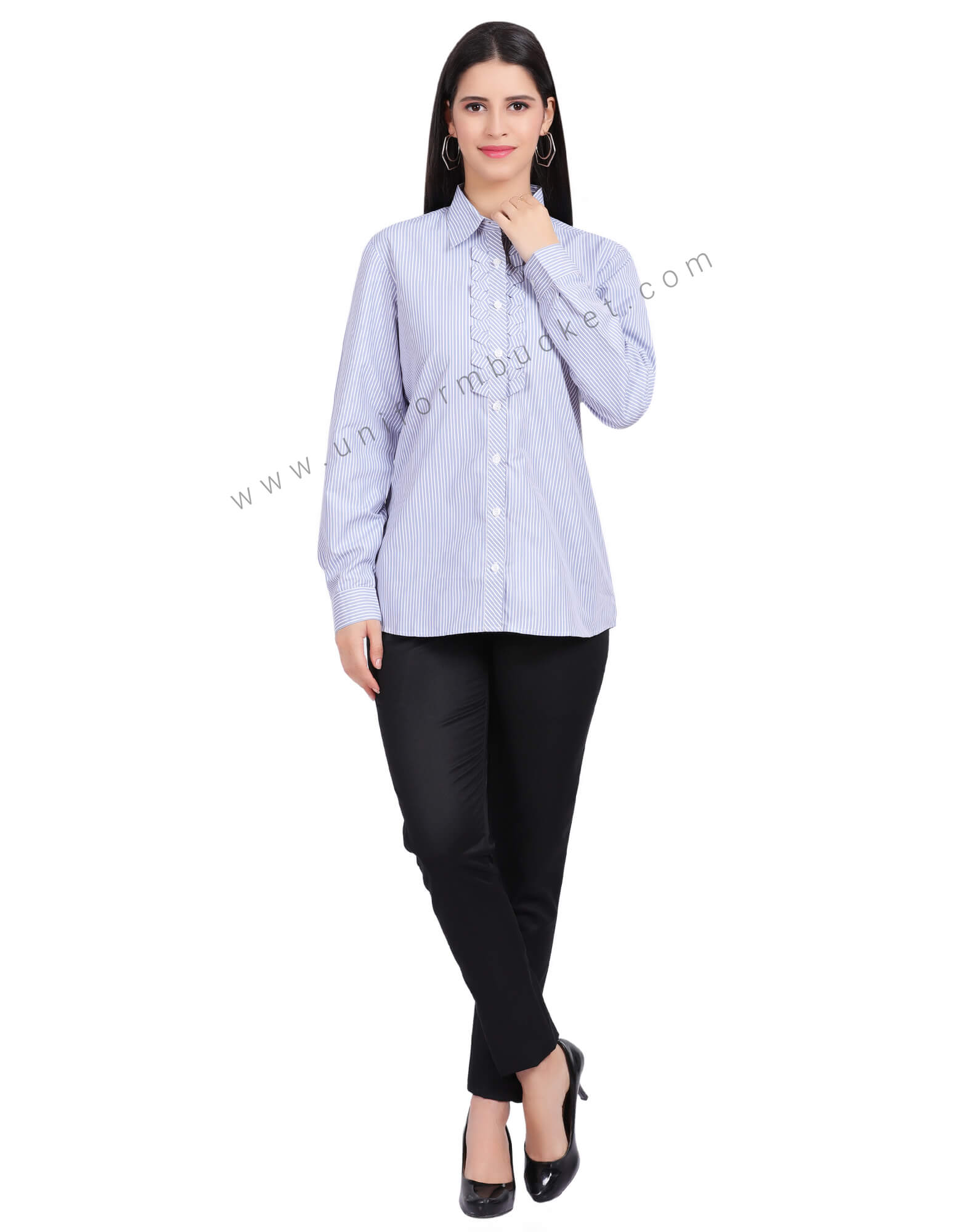 BLUE LINING  FEMALE SHIRT WITH DESIGNER PLACKET