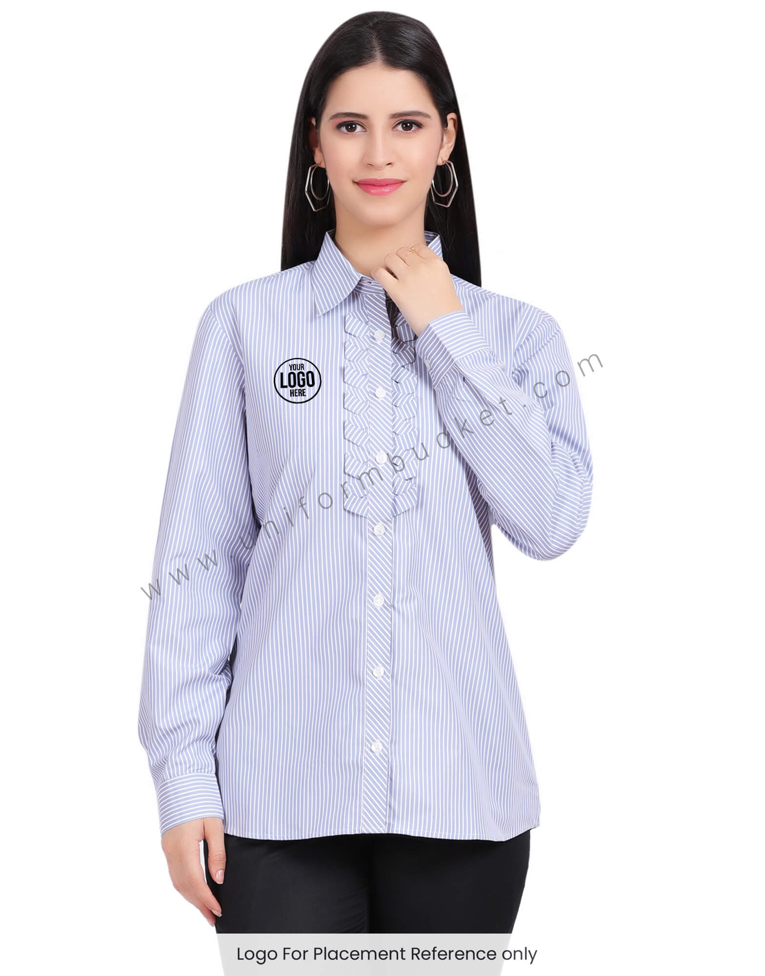 BLUE LINING  FEMALE SHIRT WITH DESIGNER PLACKET
