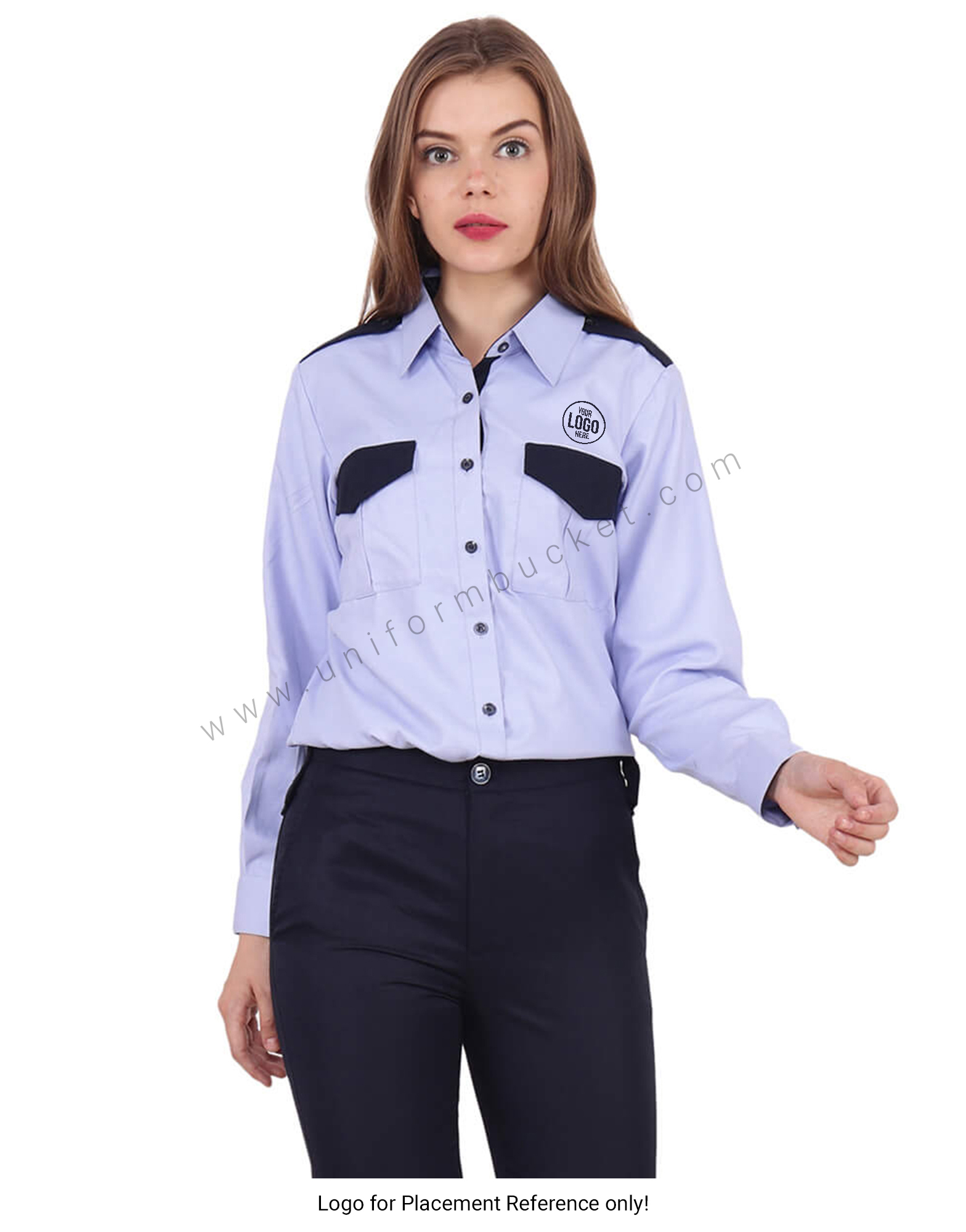 Blue & Navy Blue Security Guard Shirt For Female