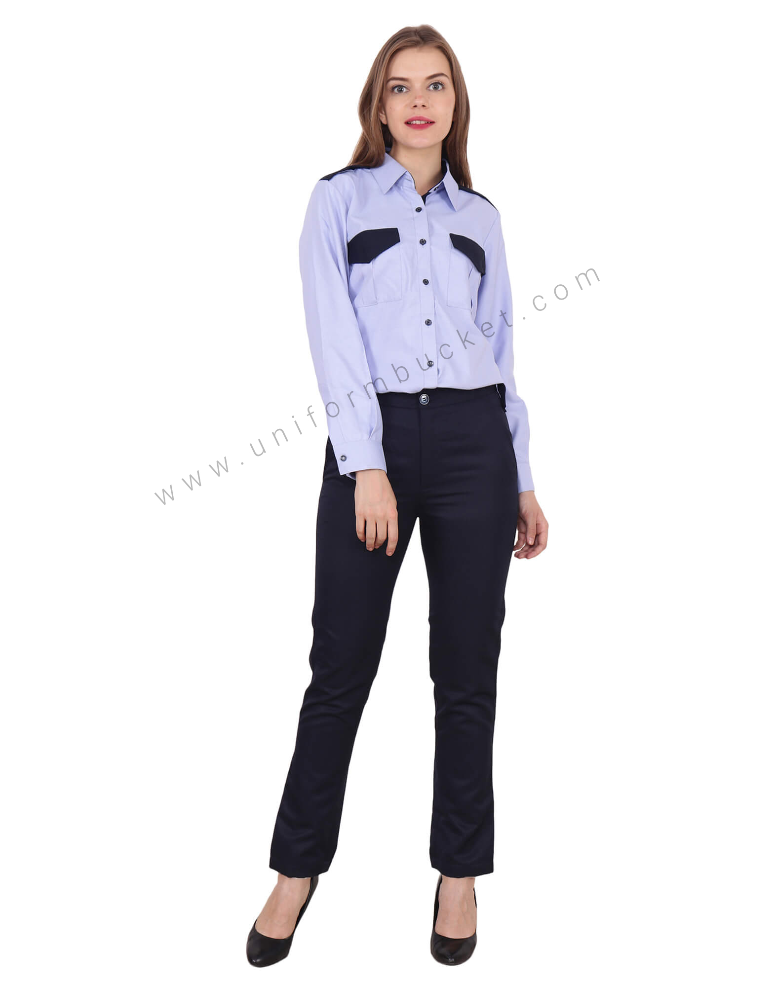 Blue & Navy Blue Security Guard Shirt For Female