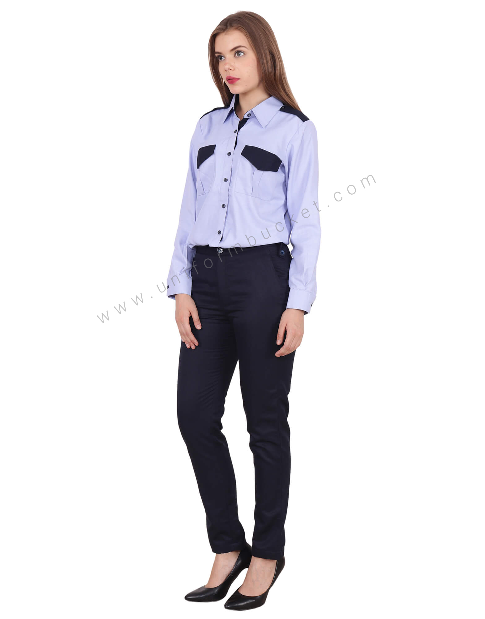 Blue & Navy Blue Security Guard Shirt For Female