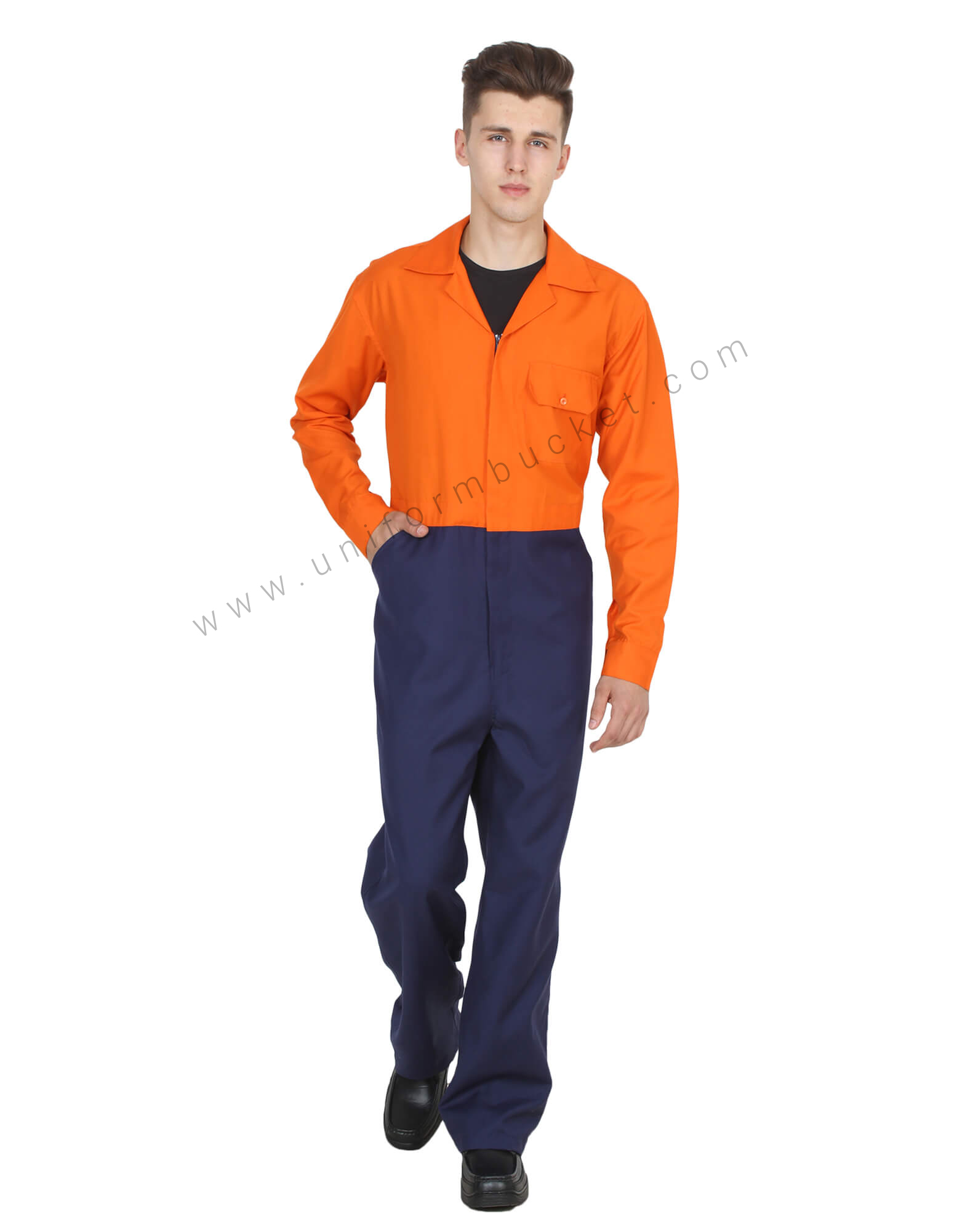 Saffron Navy Hidden Zip Coverall