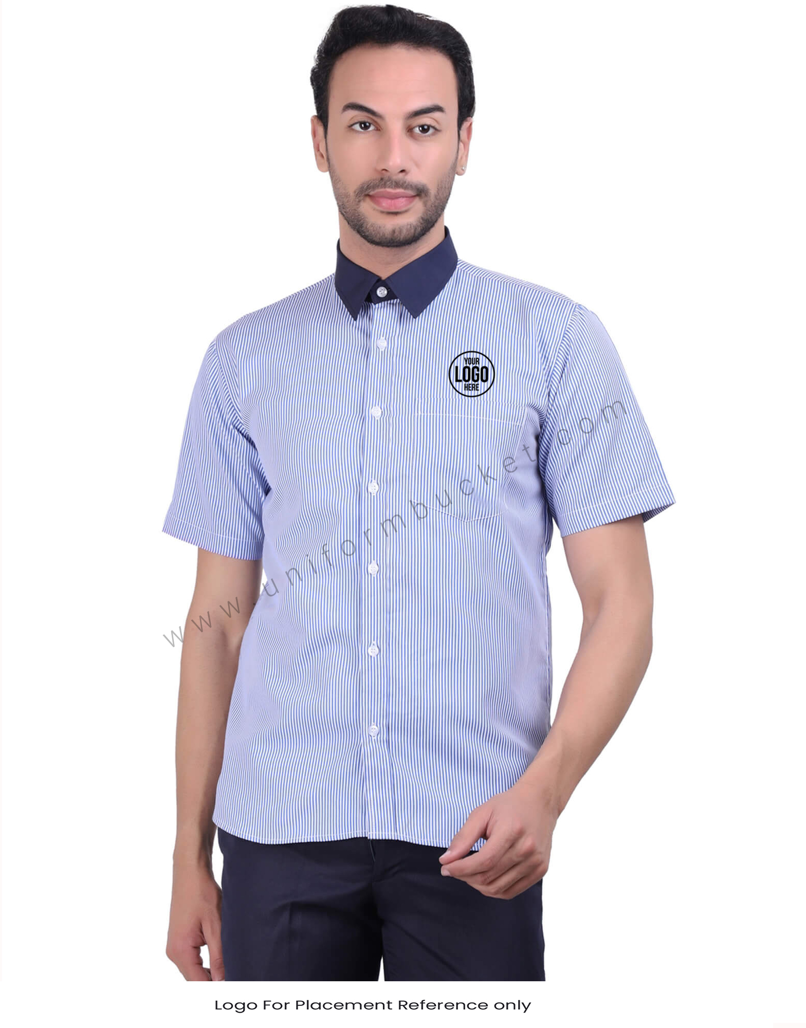 Blue Stripe Half Sleeve Shirt