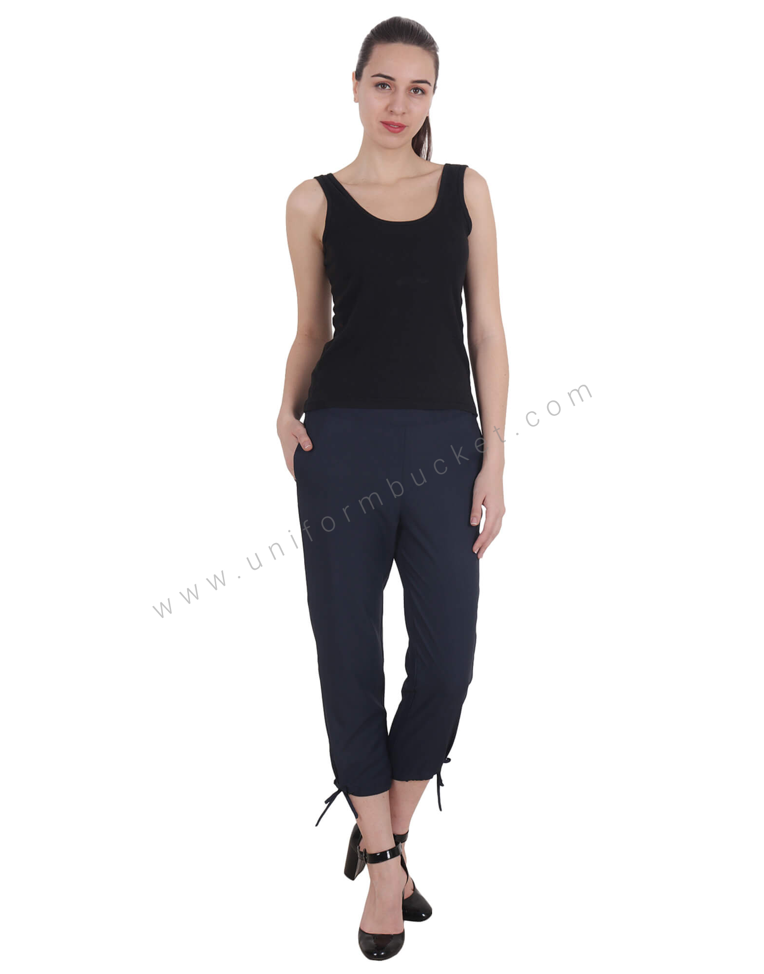 Navy Blue Uniform Capri For Women