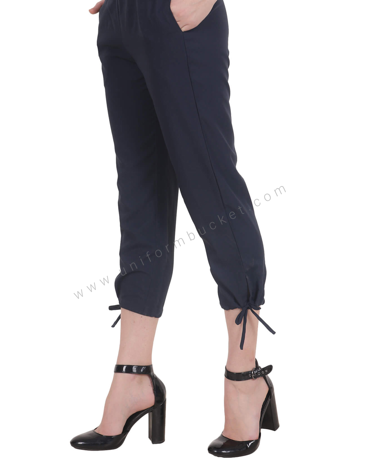 Navy Blue Uniform Capri For Women