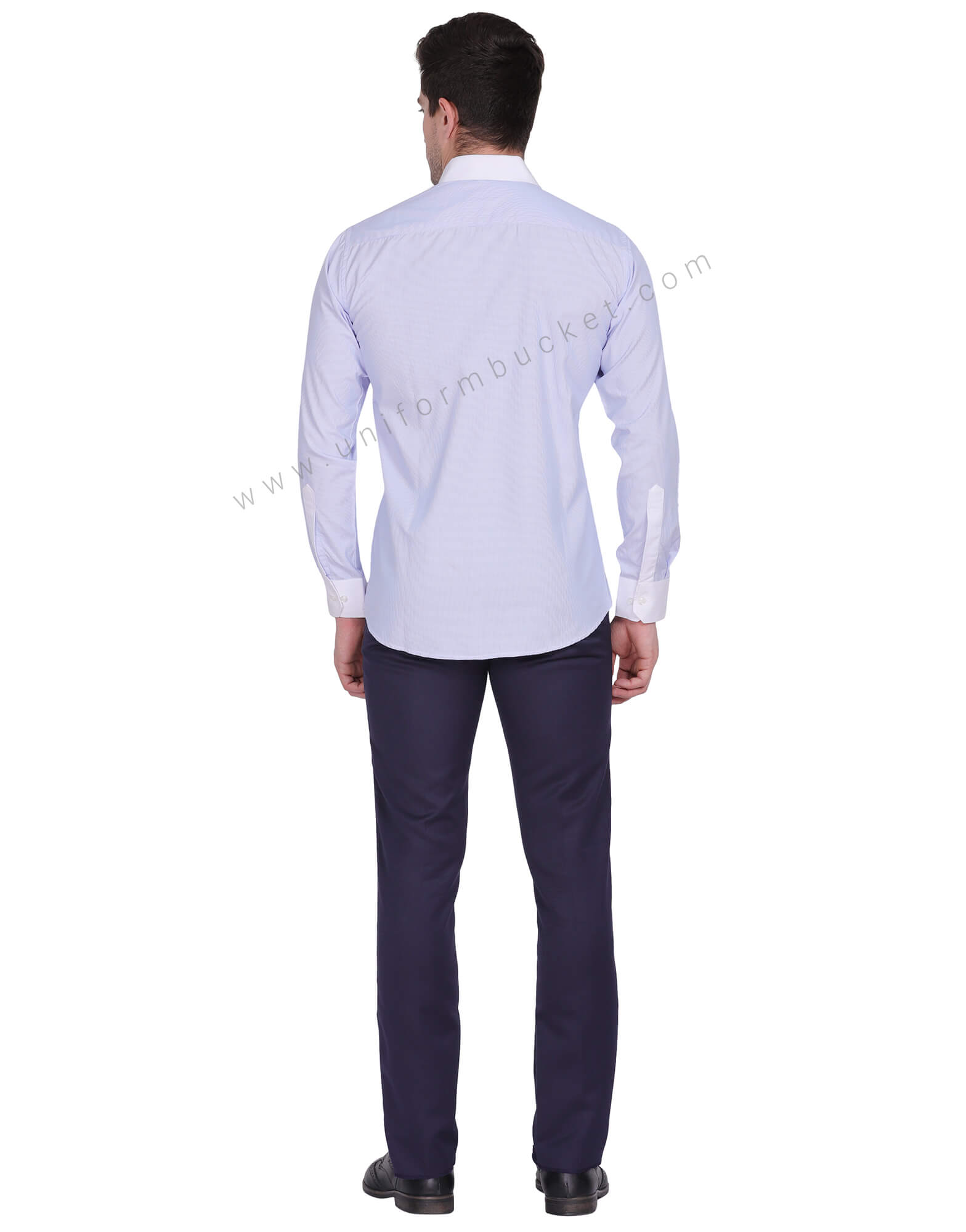 BLUE & WHITE LINING MALE FORMAL SHIRT WITH HIDDEN PLACKET