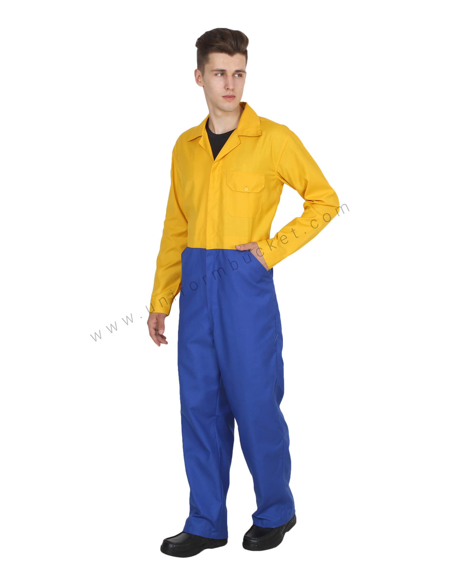 Hidden Zip Blue And Yellow Coverall