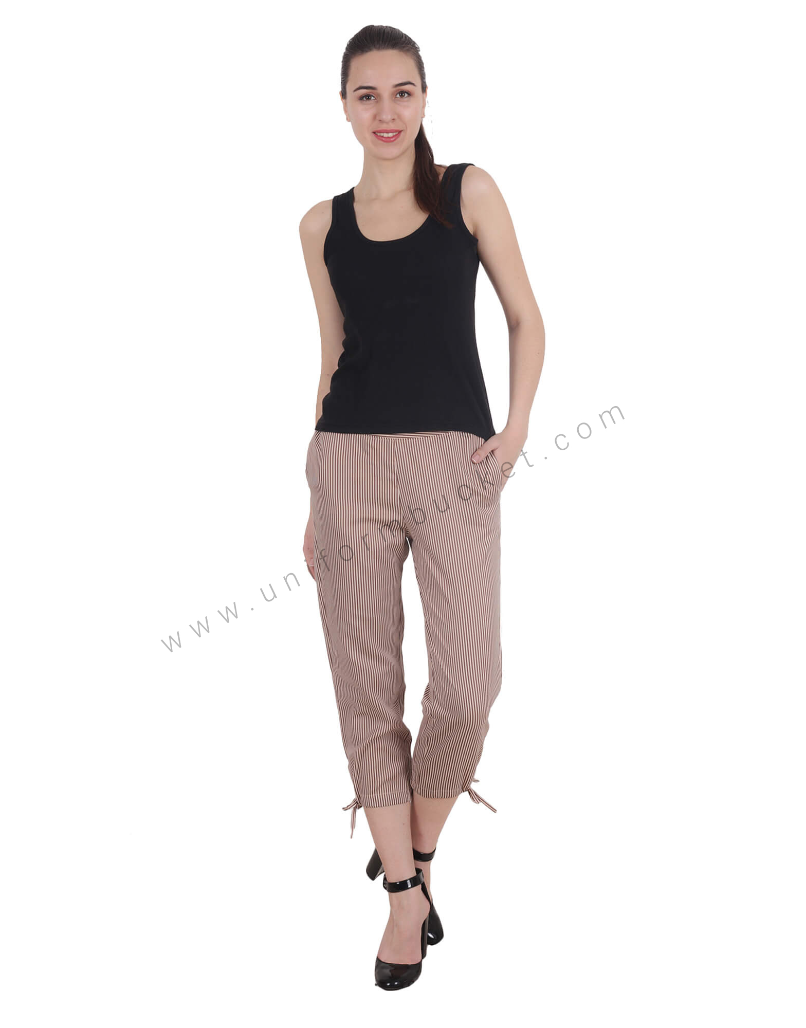 Brown Lining Capri For Women