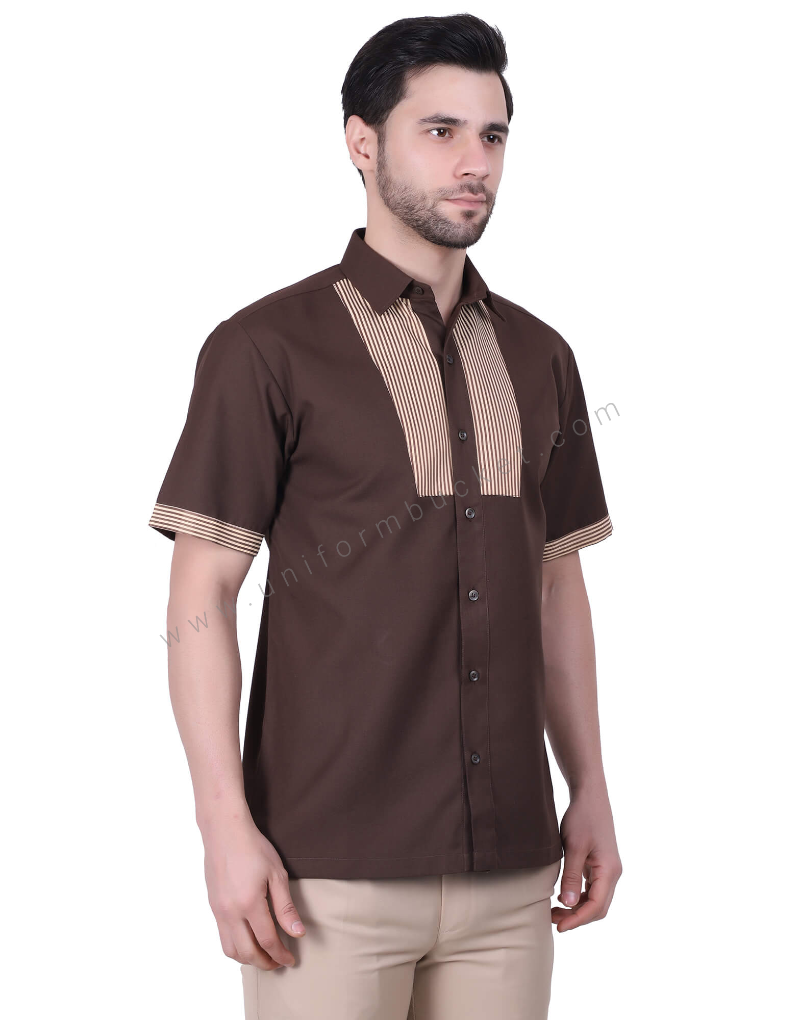 Half Sleeve Brown Pattern Shirt