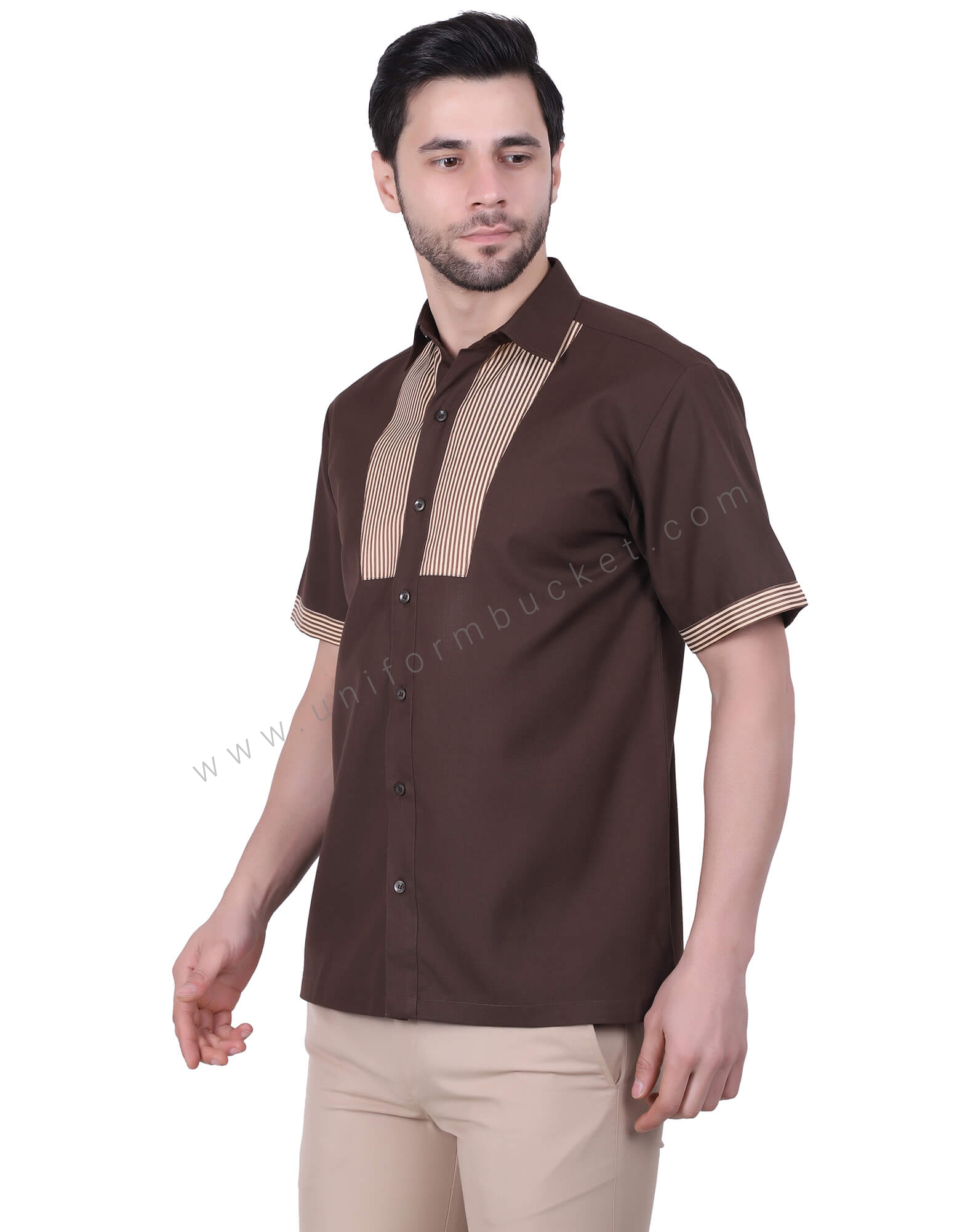 Half Sleeve Brown Pattern Shirt