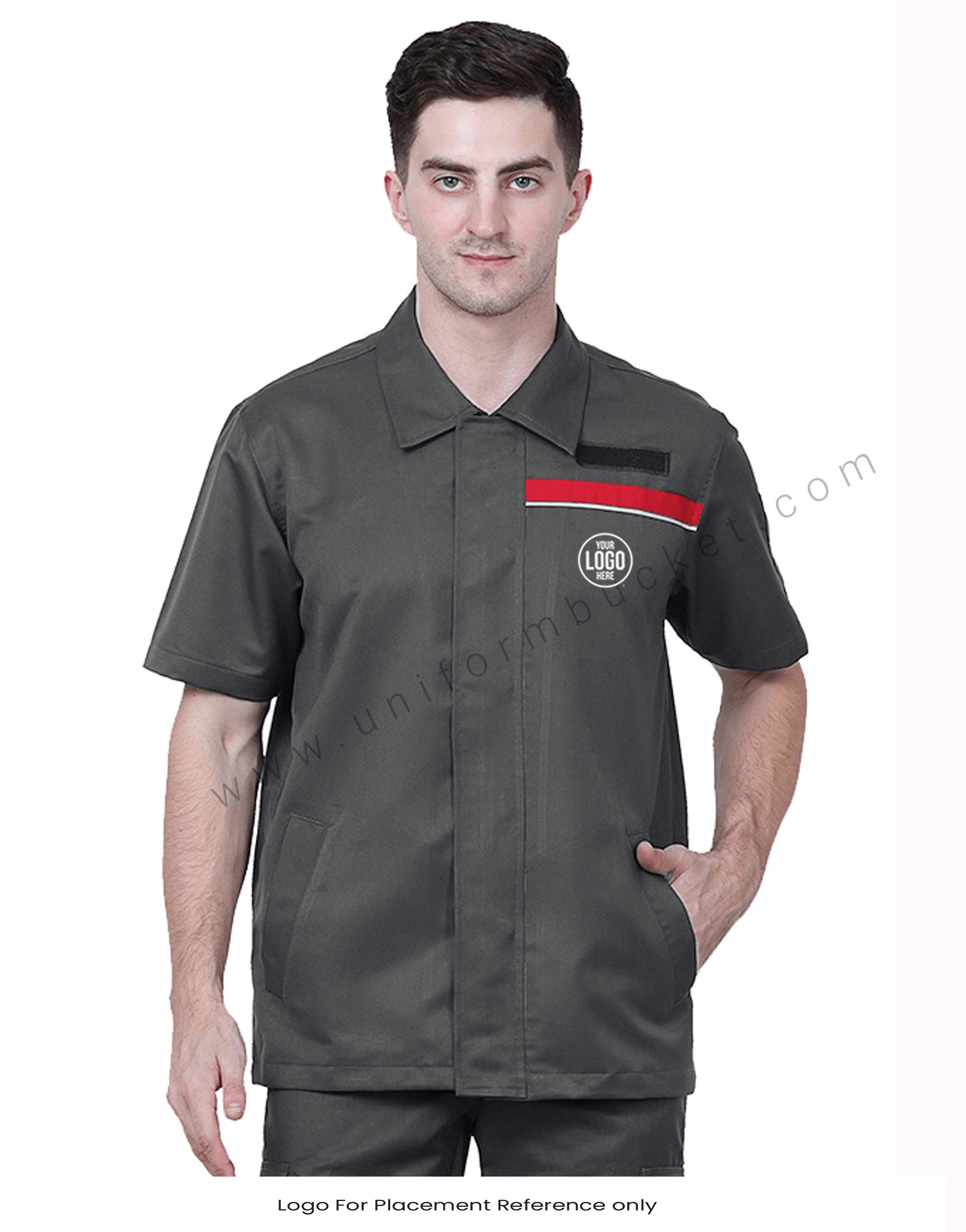 Dark Timber Green Shirt With Red & White Trims