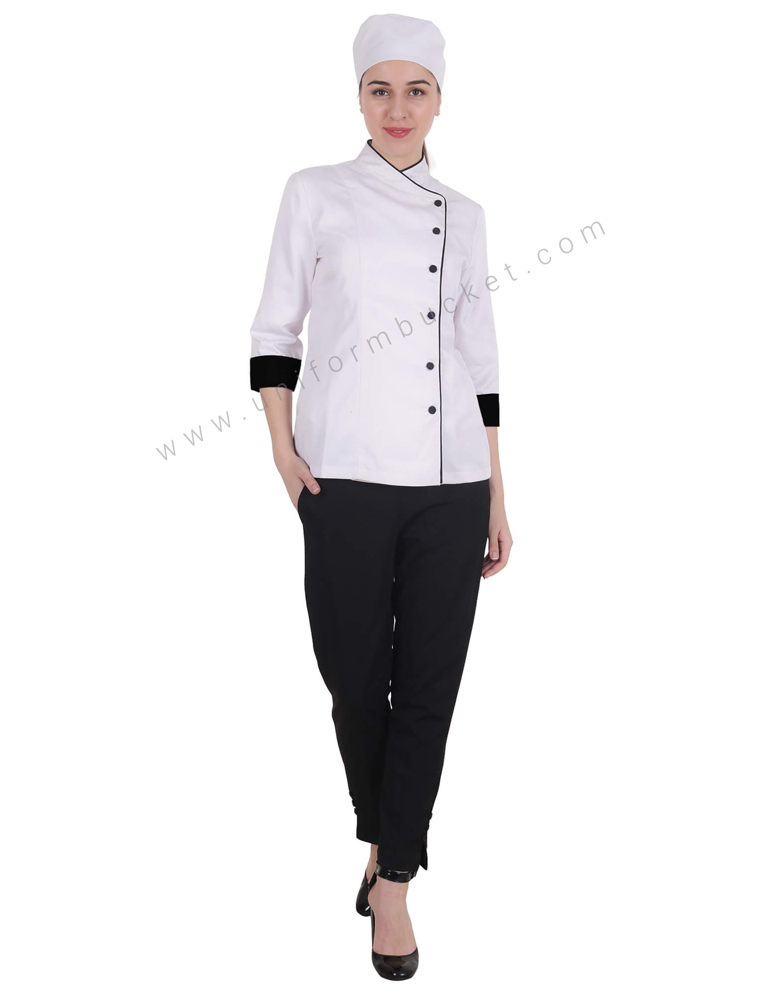 Chef Jacket In 3- 4th Sleeve For Women