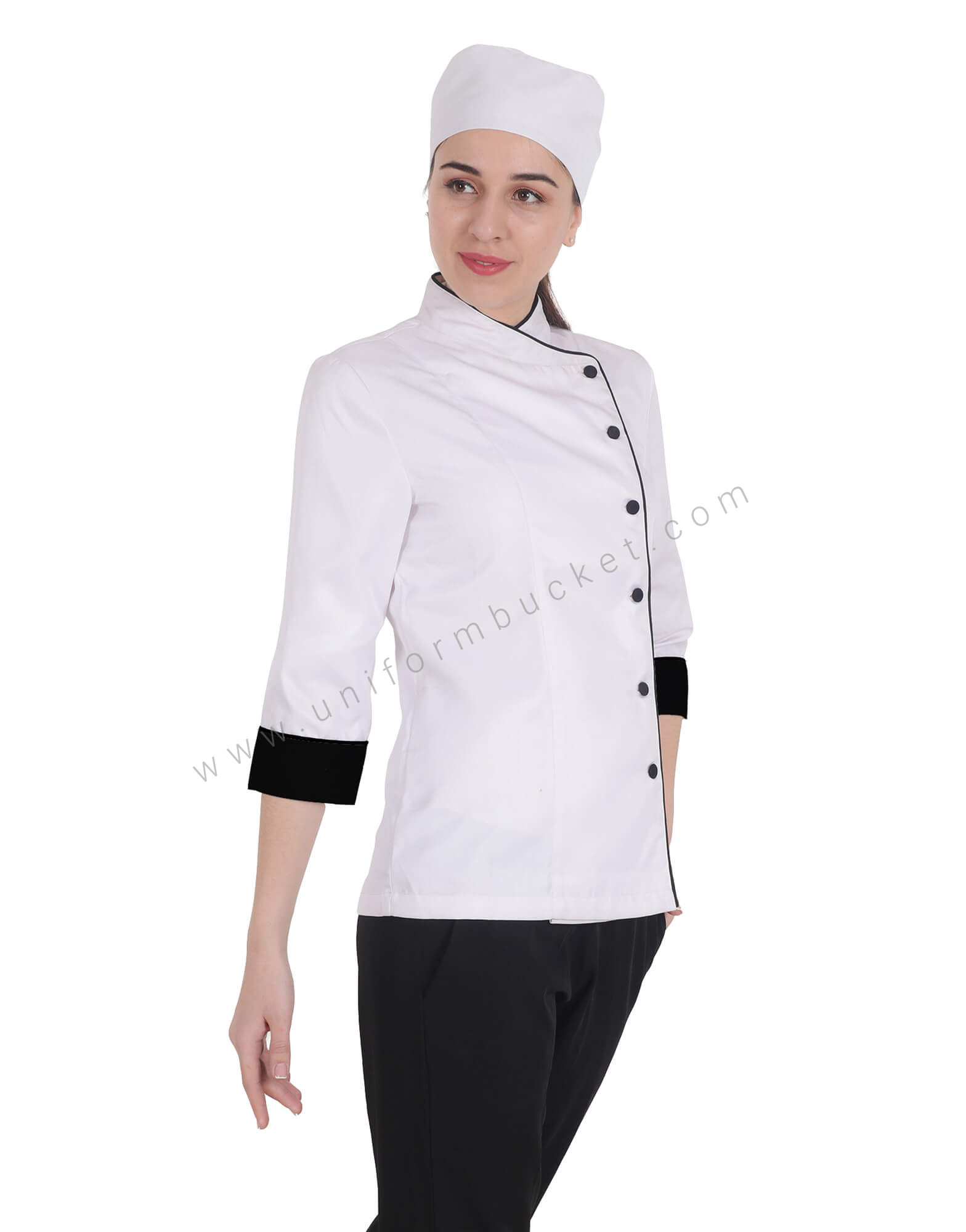 Chef Jacket In 3- 4th Sleeve For Women