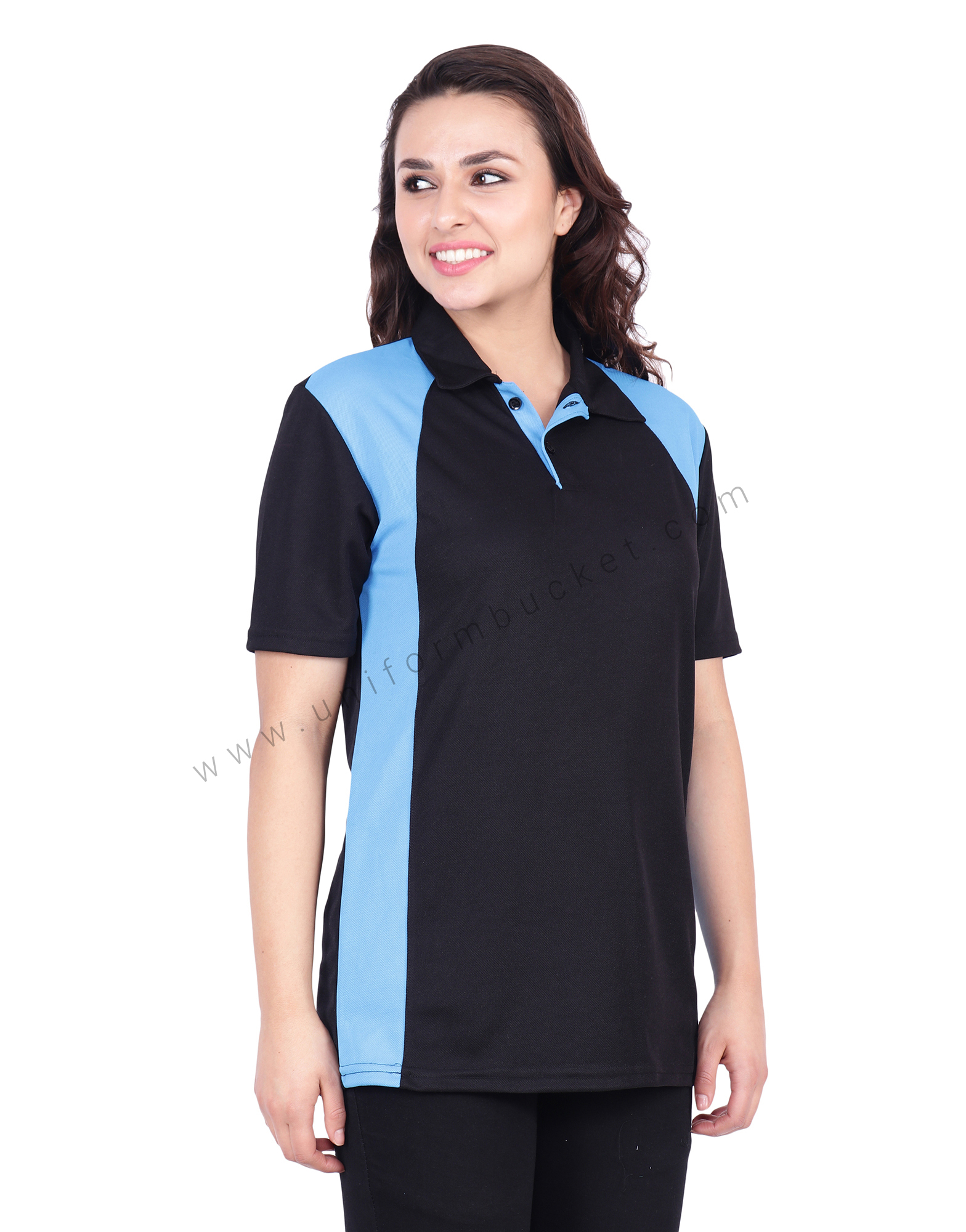 Black & Sky Blue Designer Polo T-Shirt