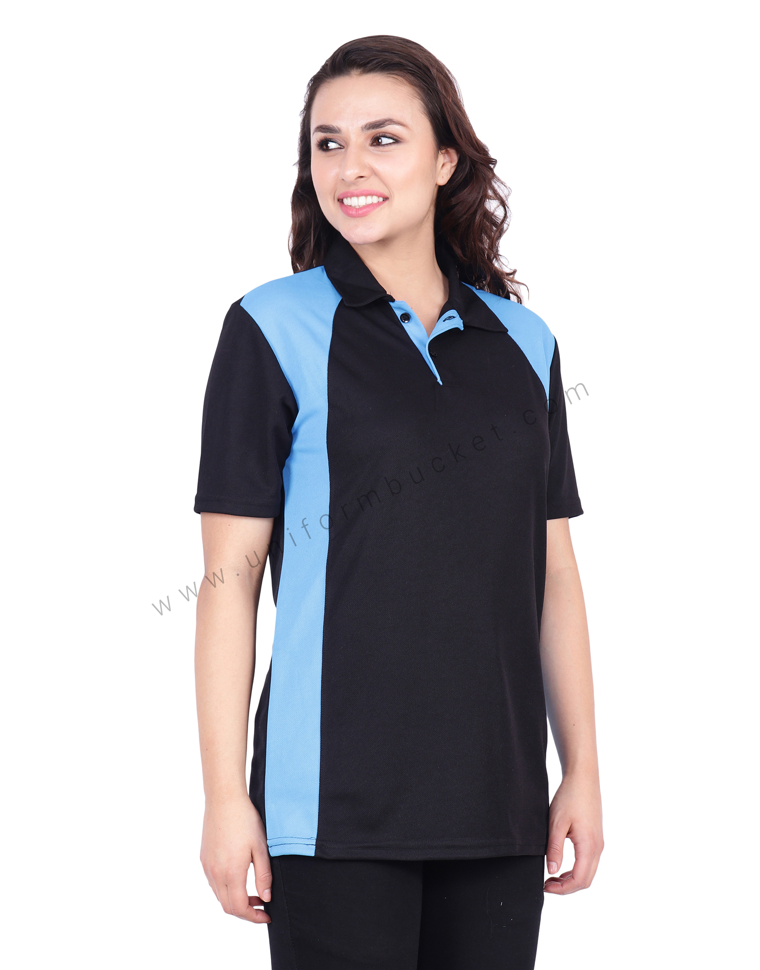 female black polo shirt