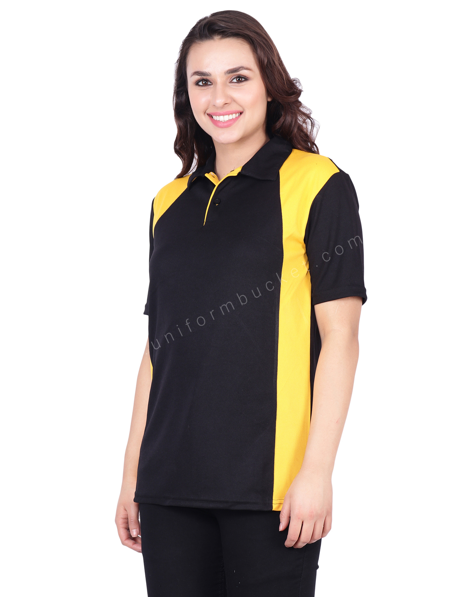 Buy Black & Yellow Designer Polo T-Shirt For Female Online @ Best ...