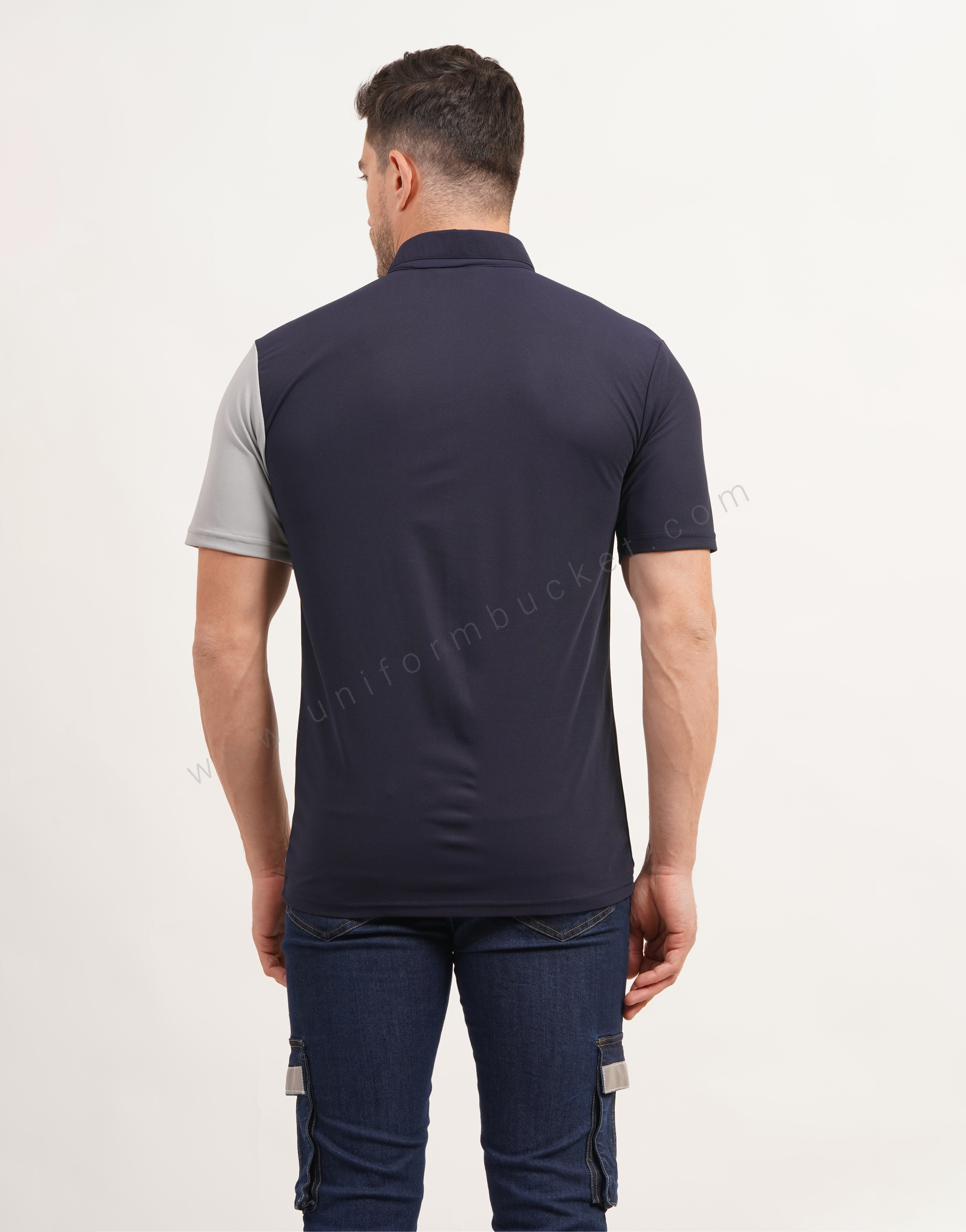 Cross Panel Cut Designer  t-shirt with Front Zip