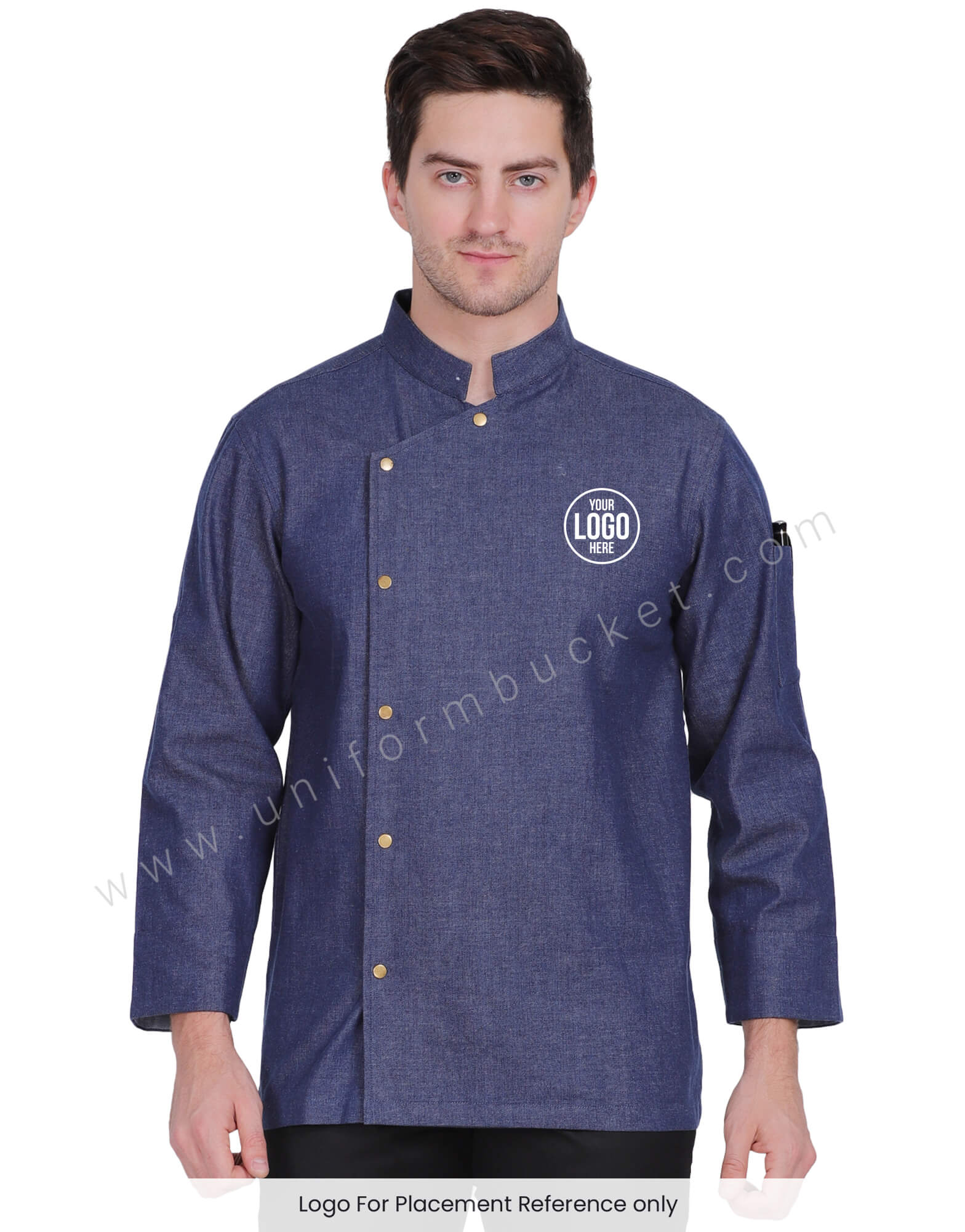 buy Crossover Neck Denim Chef Coat For Men Online Best Prices in India Uniform Bucket UNIFORM BUCKET