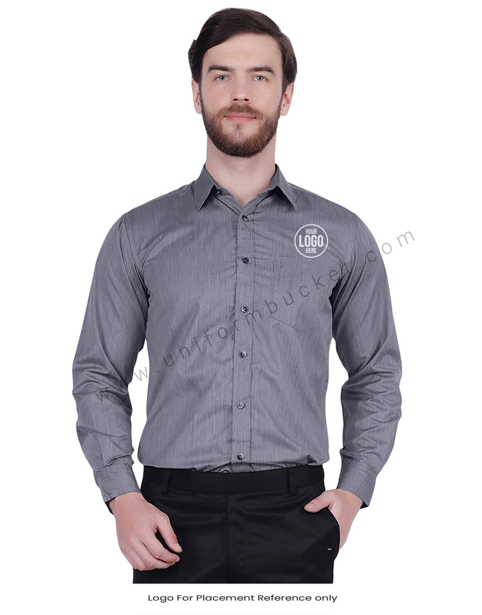 Dark Grey Fil a Fil Uniform Shirt