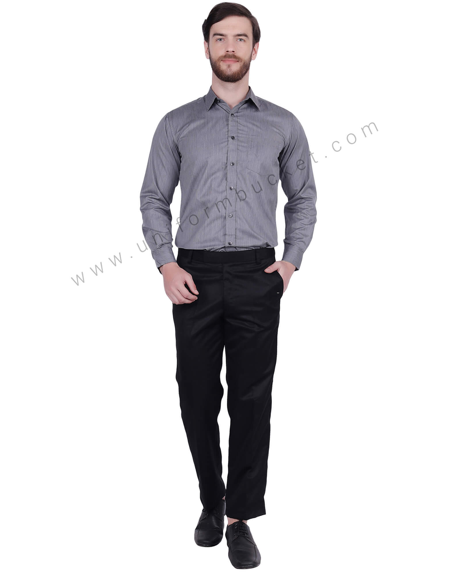 Dark Grey Fil a Fil Uniform Shirt