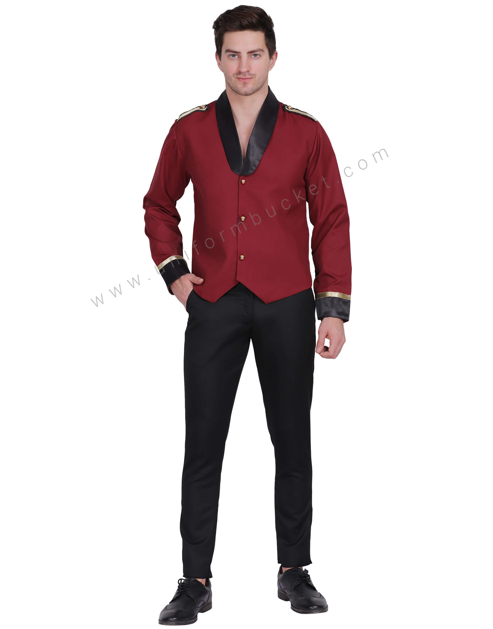 Doorman Uniform Maroon Jacket With Tuxedo Collar