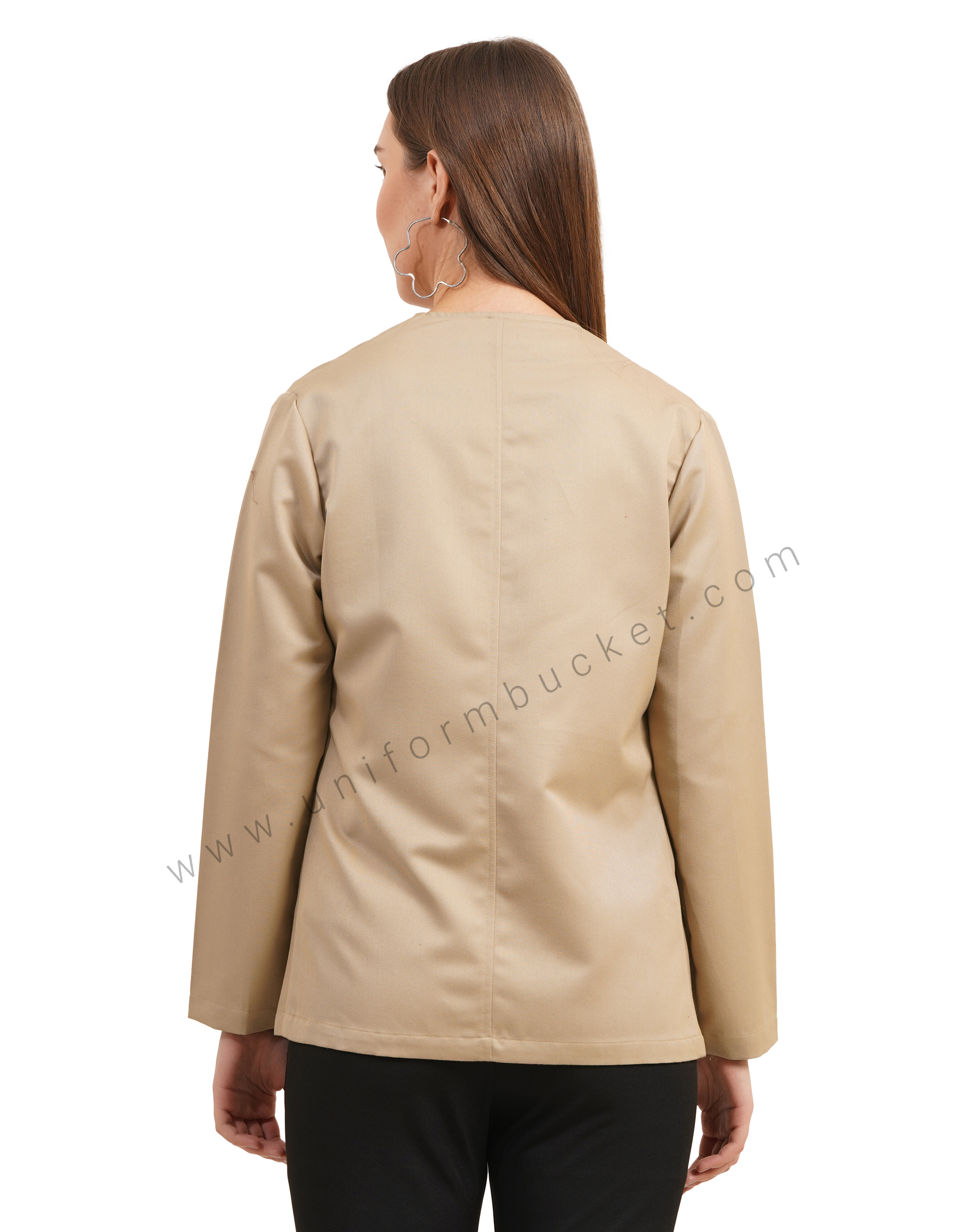 Elegant Beige Front Open Workwear Blazer
