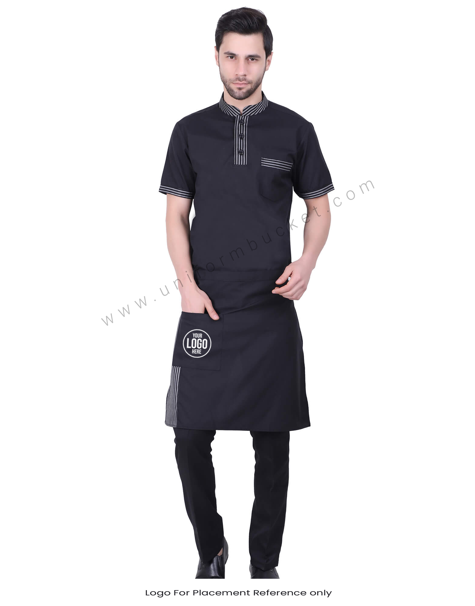 Bistro Black Apron With Zebra Pattern