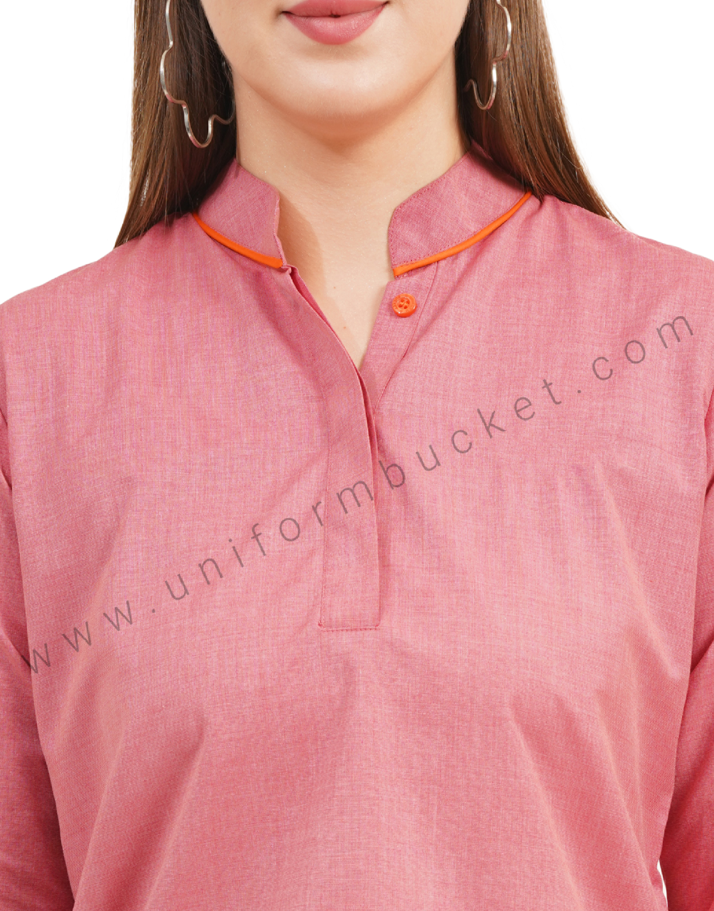 Elegant Red Mandarin Collar Kurti with Orange Detailing