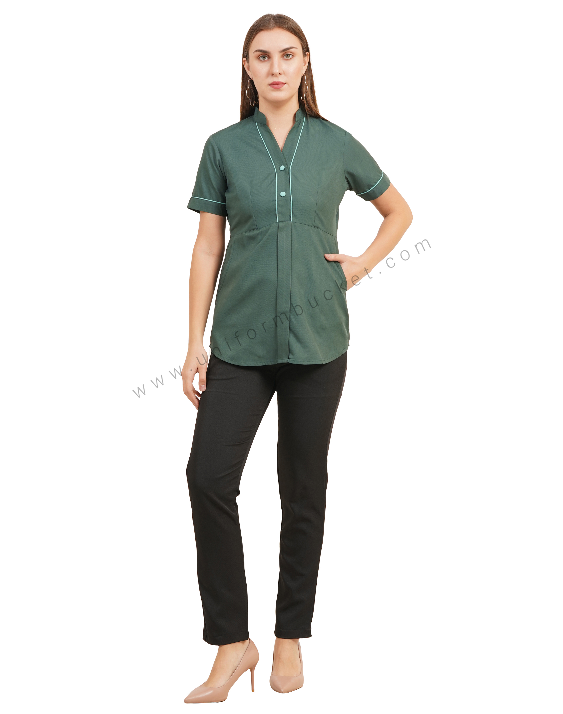 Emerald Green Front Button top
