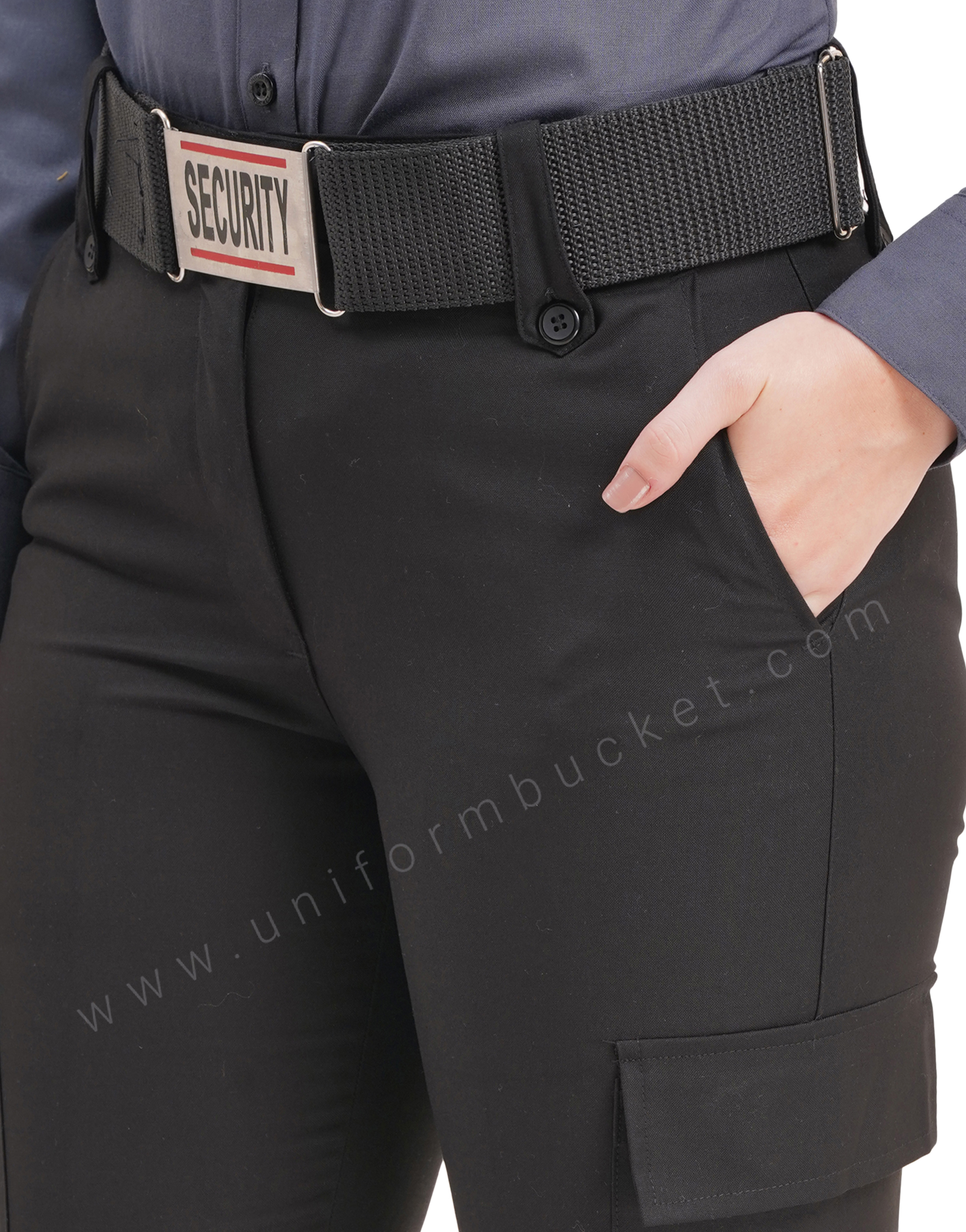 Female Black Security Guard  trouser with three loops & knee patch pocket with flap
