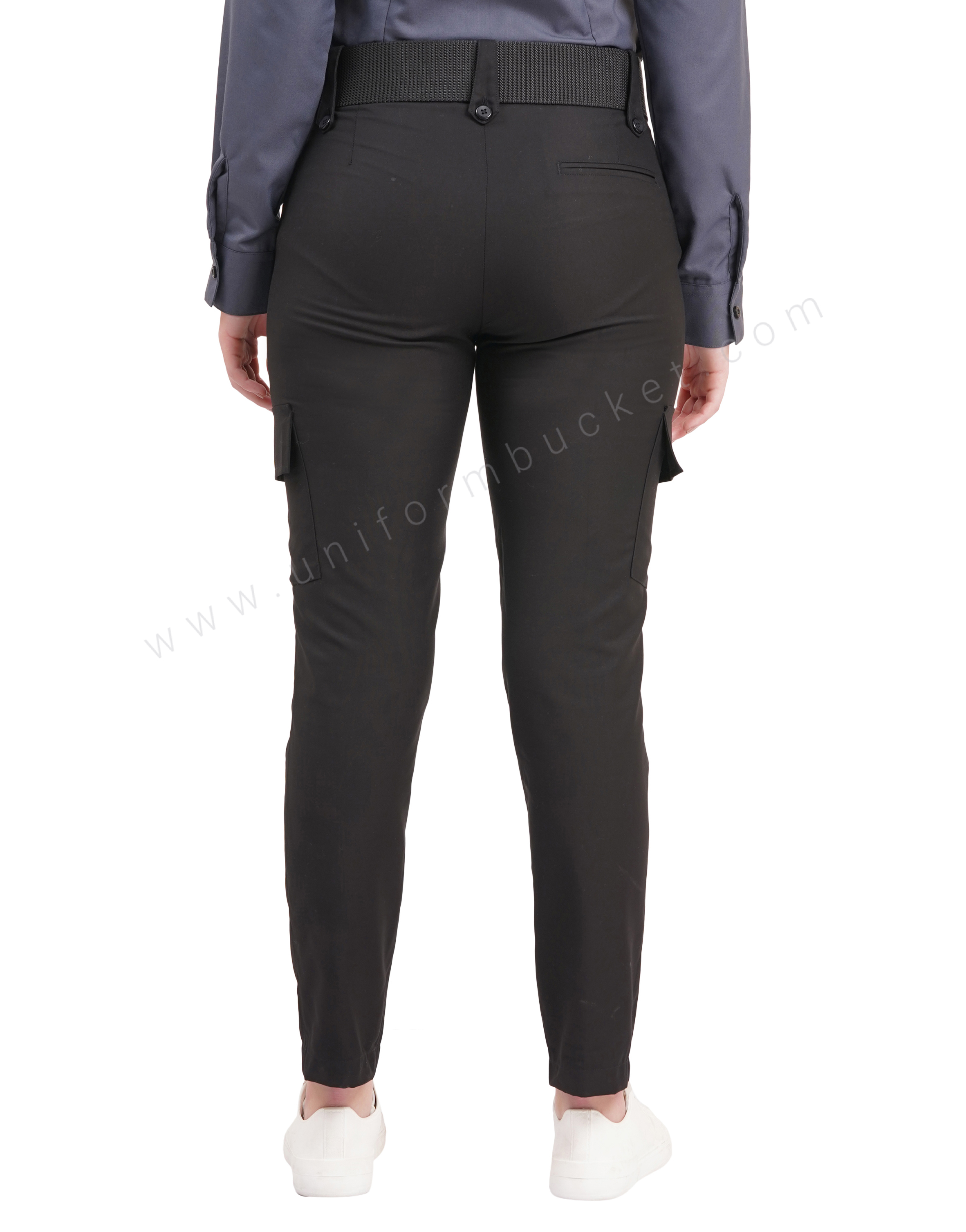 Female Black Security Guard  trouser with three loops & knee patch pocket with flap