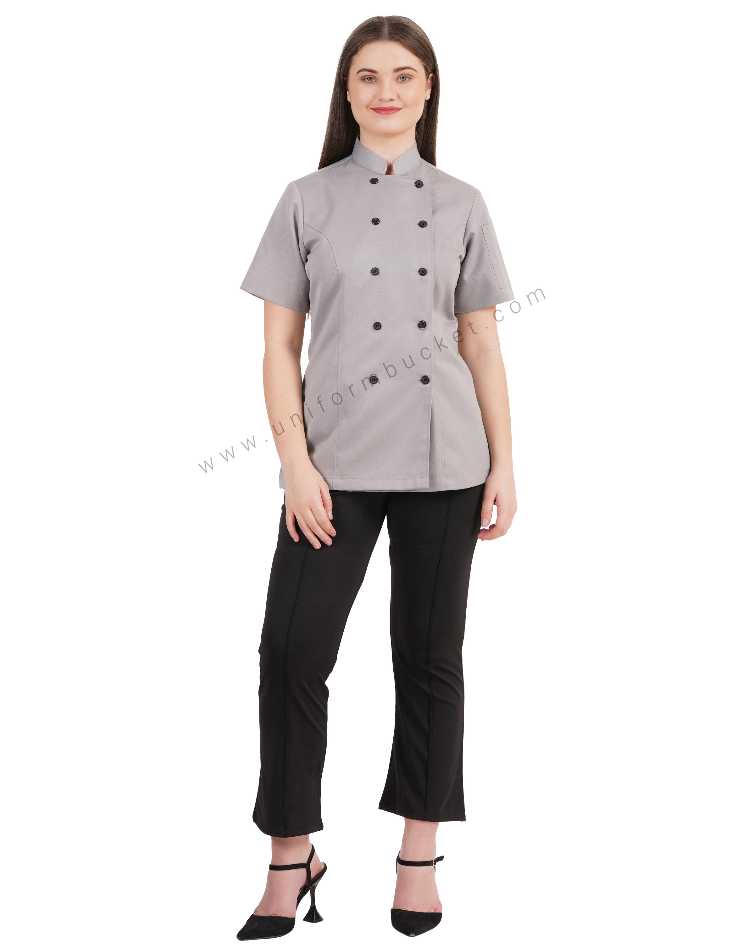 FEMALE PRINCESS LINE CHEF COAT WITH HALF SLEEVE