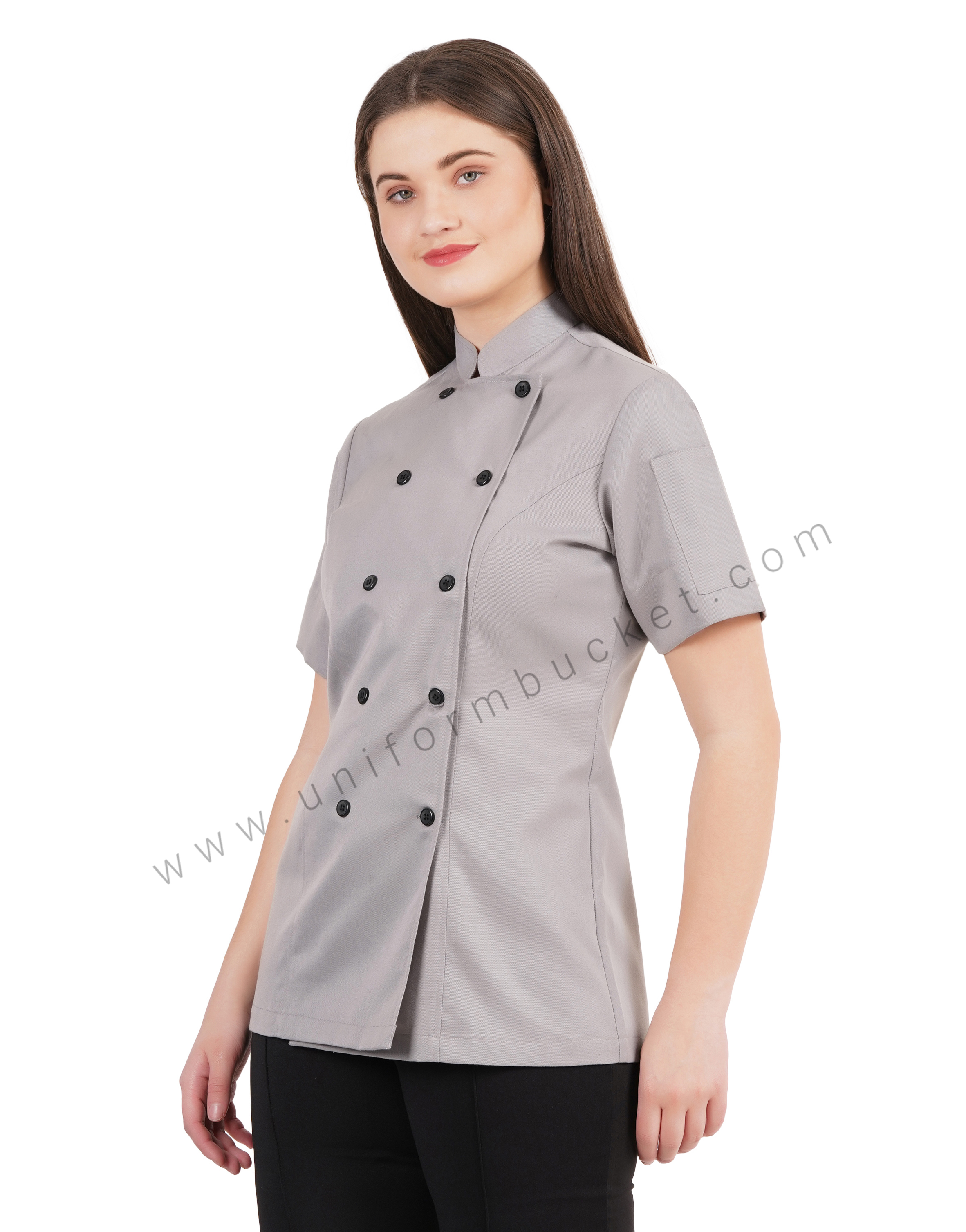 FEMALE PRINCESS LINE CHEF COAT WITH HALF SLEEVE