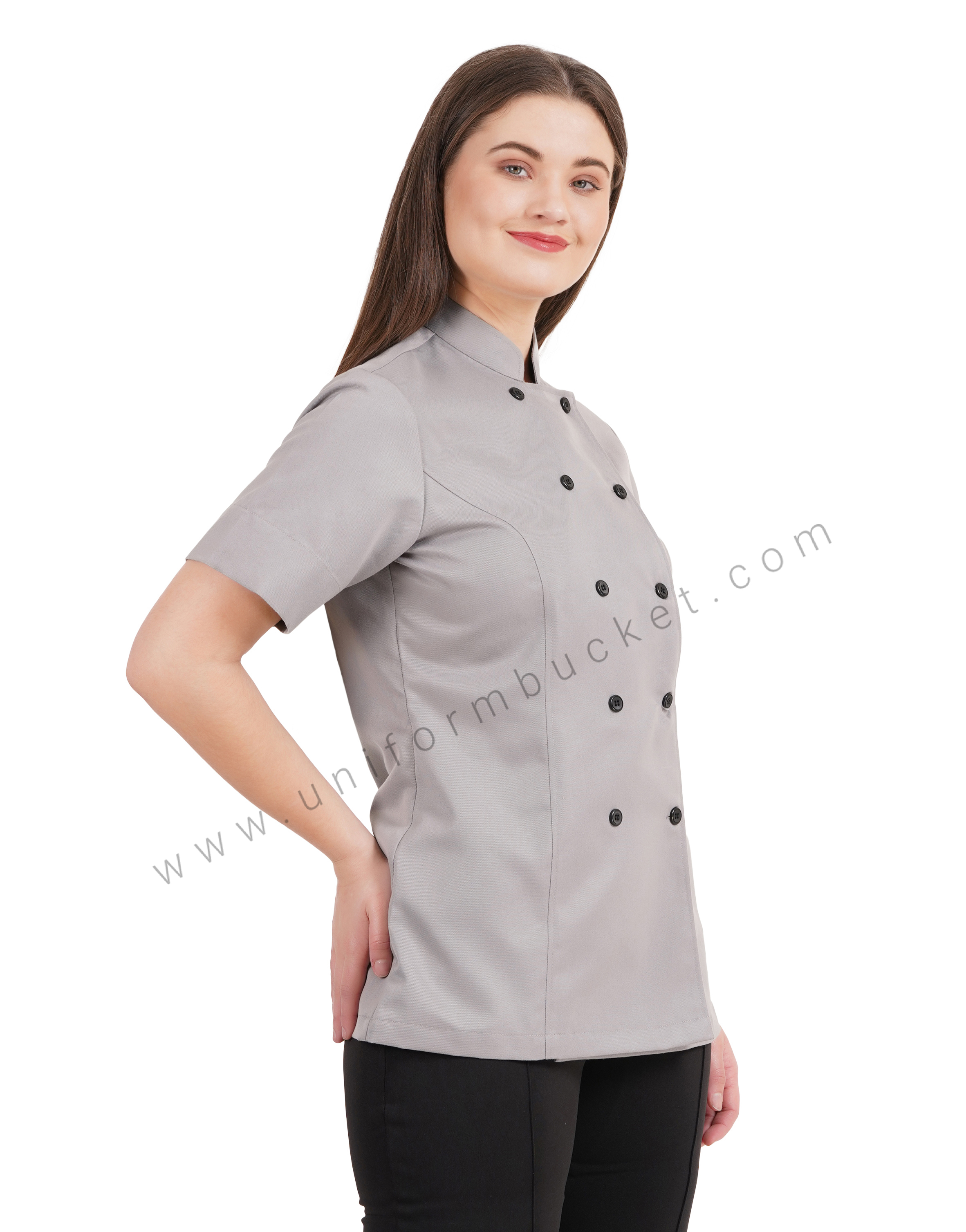 FEMALE PRINCESS LINE CHEF COAT WITH HALF SLEEVE