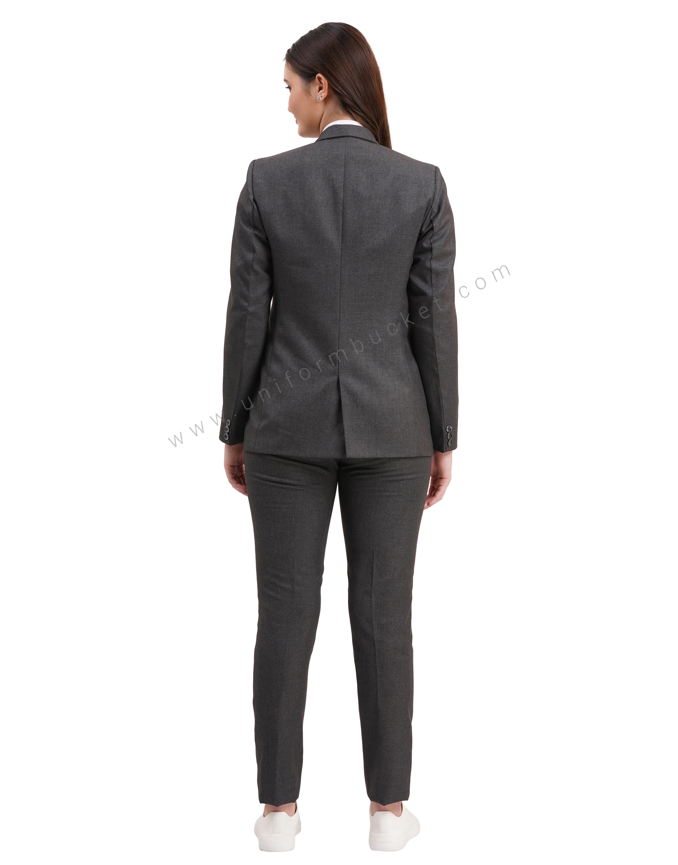 female two button blazer huy worsted grey