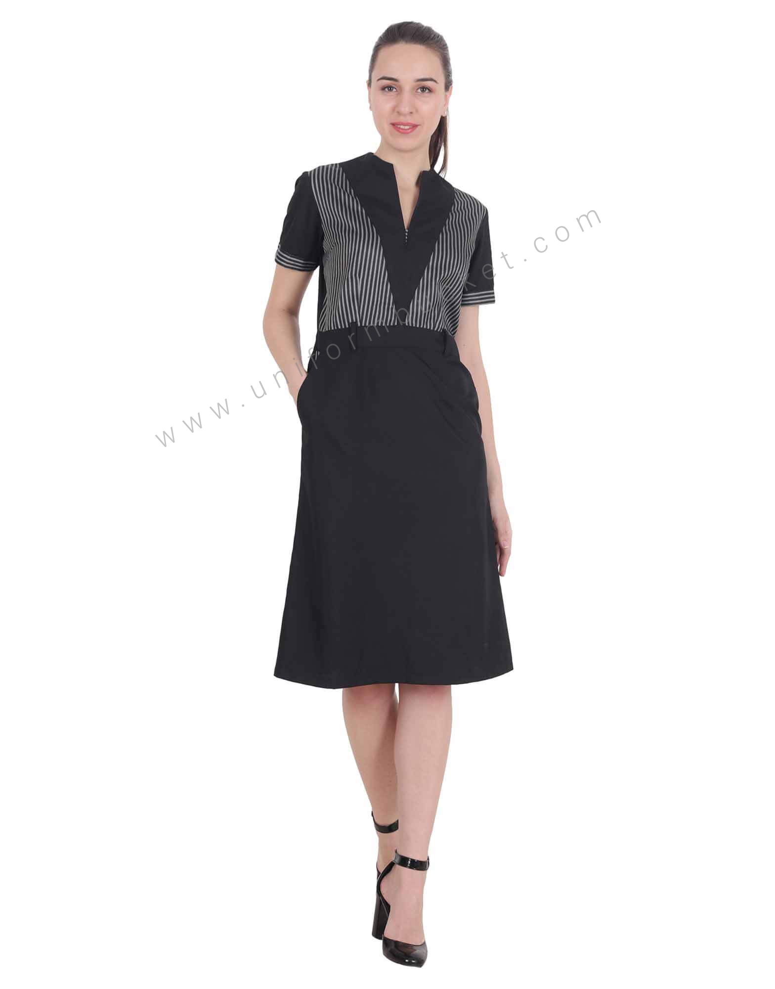 Formal Black Stylish Dress With Zebra Pattern