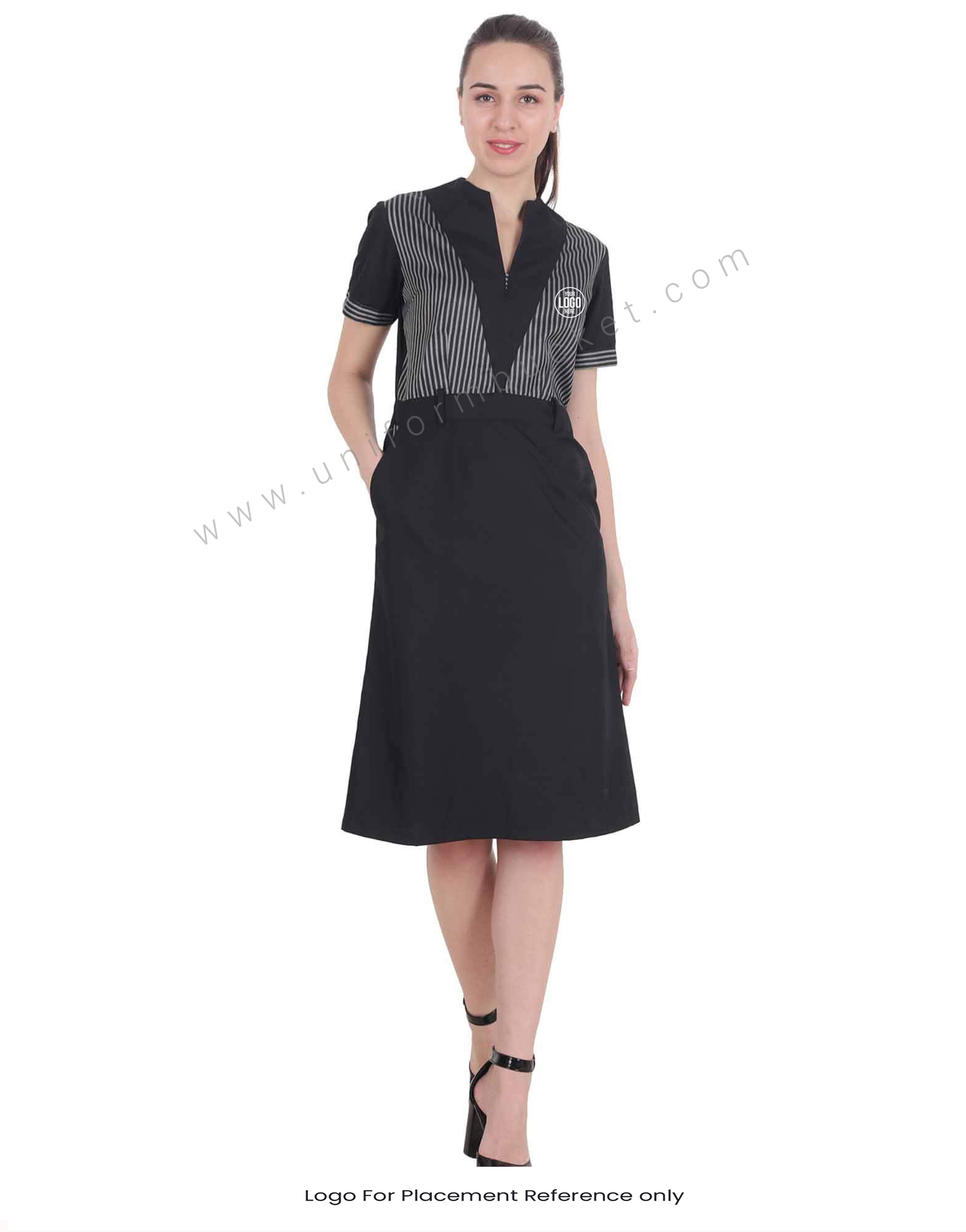 Formal Black Stylish Dress With Zebra Pattern