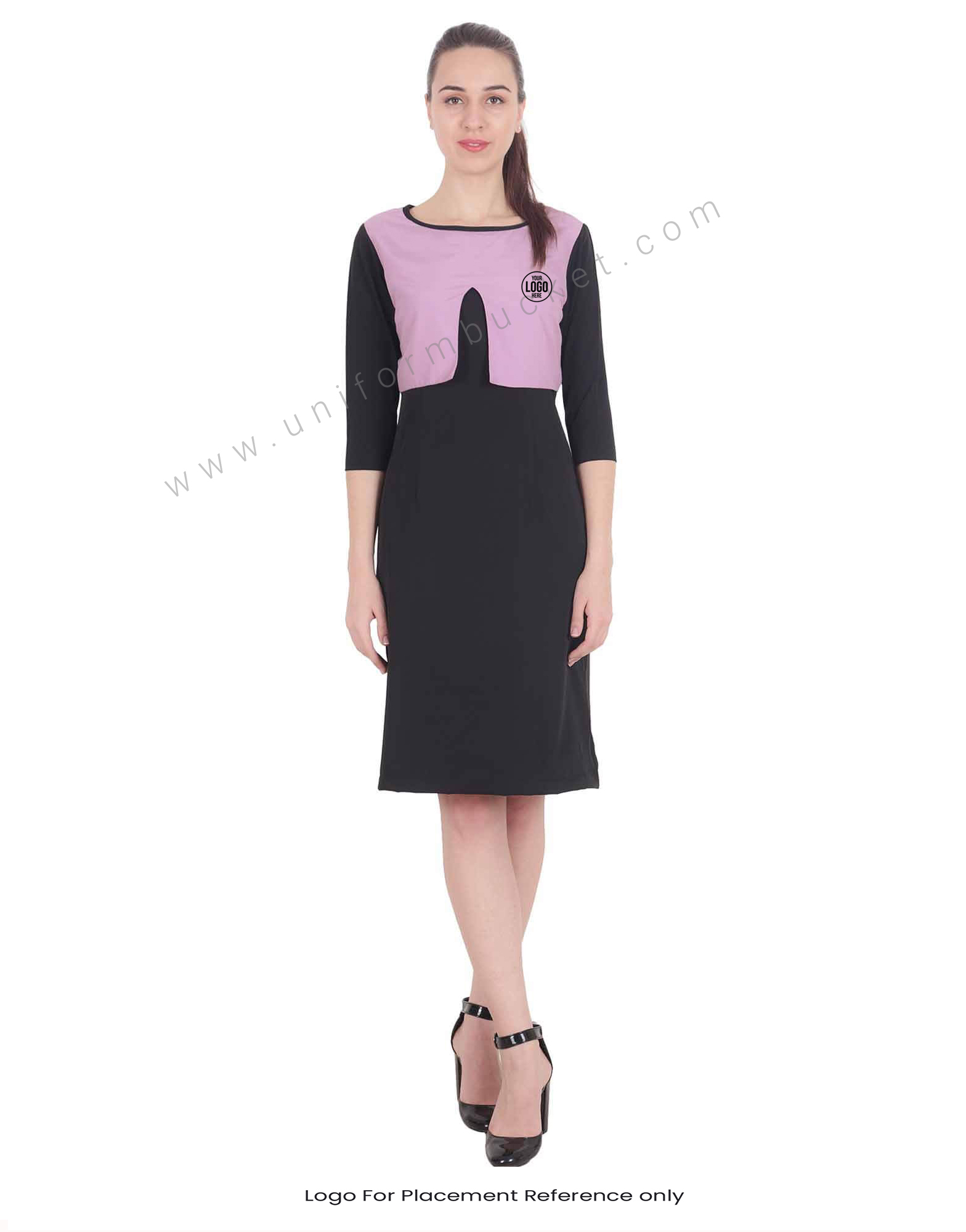 purple Yoke Straight Black Dress