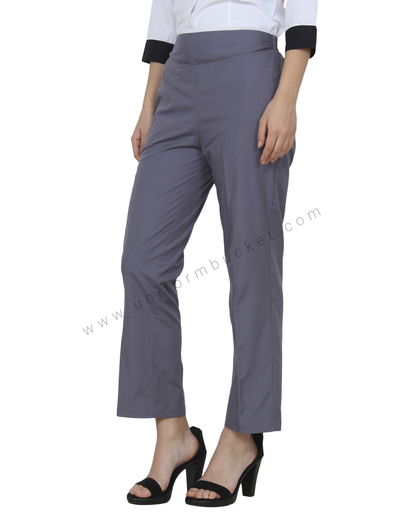 Formal Grey Trouser With Broad Elastic Belt