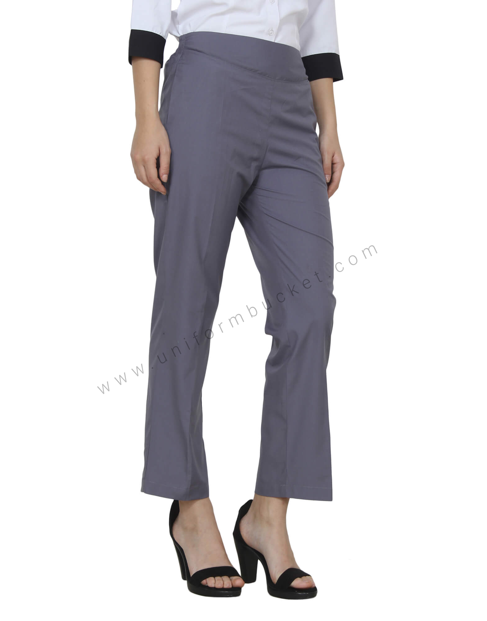 Buy Formal Grey Trouser With Broad Elastic Belt For Women Online @ Best ...