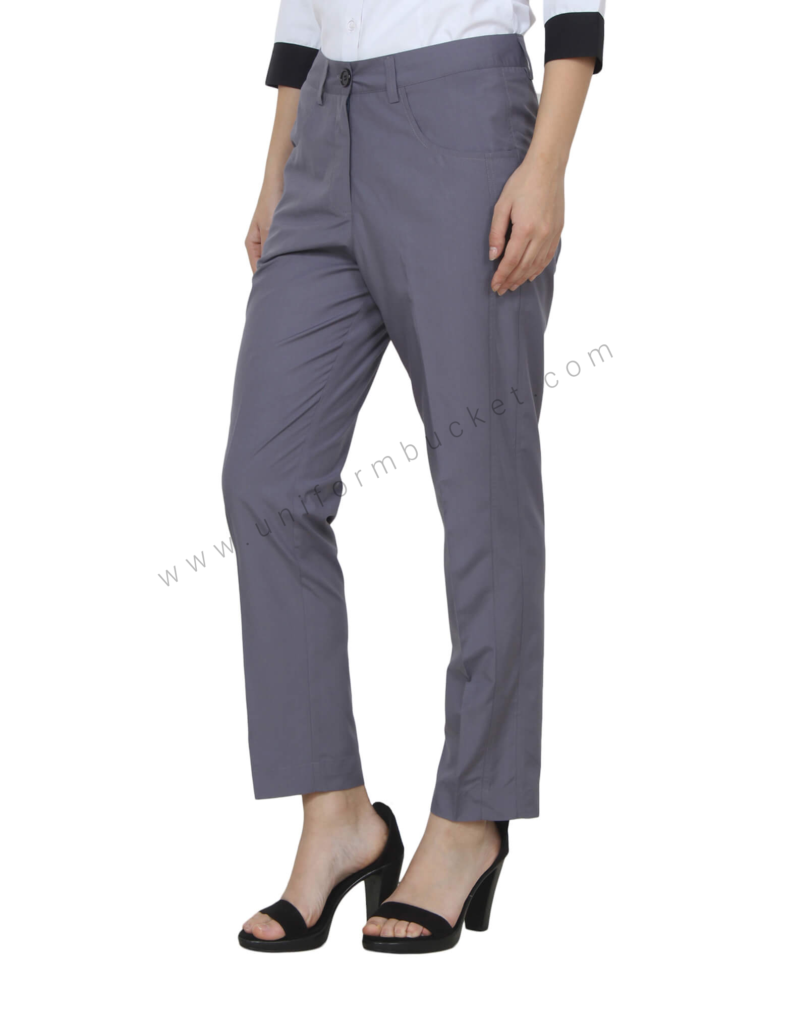 Buy Formal Grey Trouser With Front Zip For Women Online @ Best Prices ...