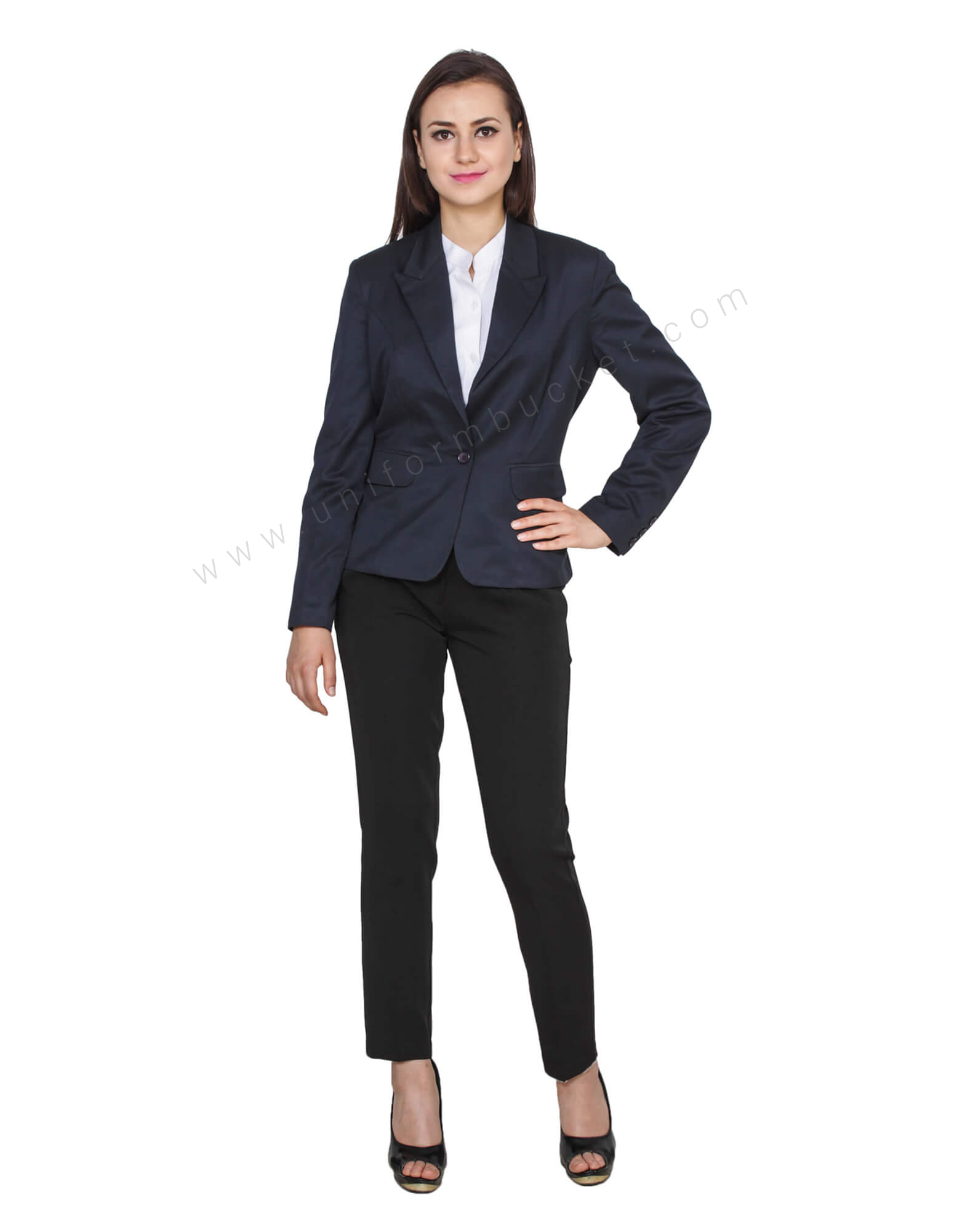 Navy Blue Single Button Blazer