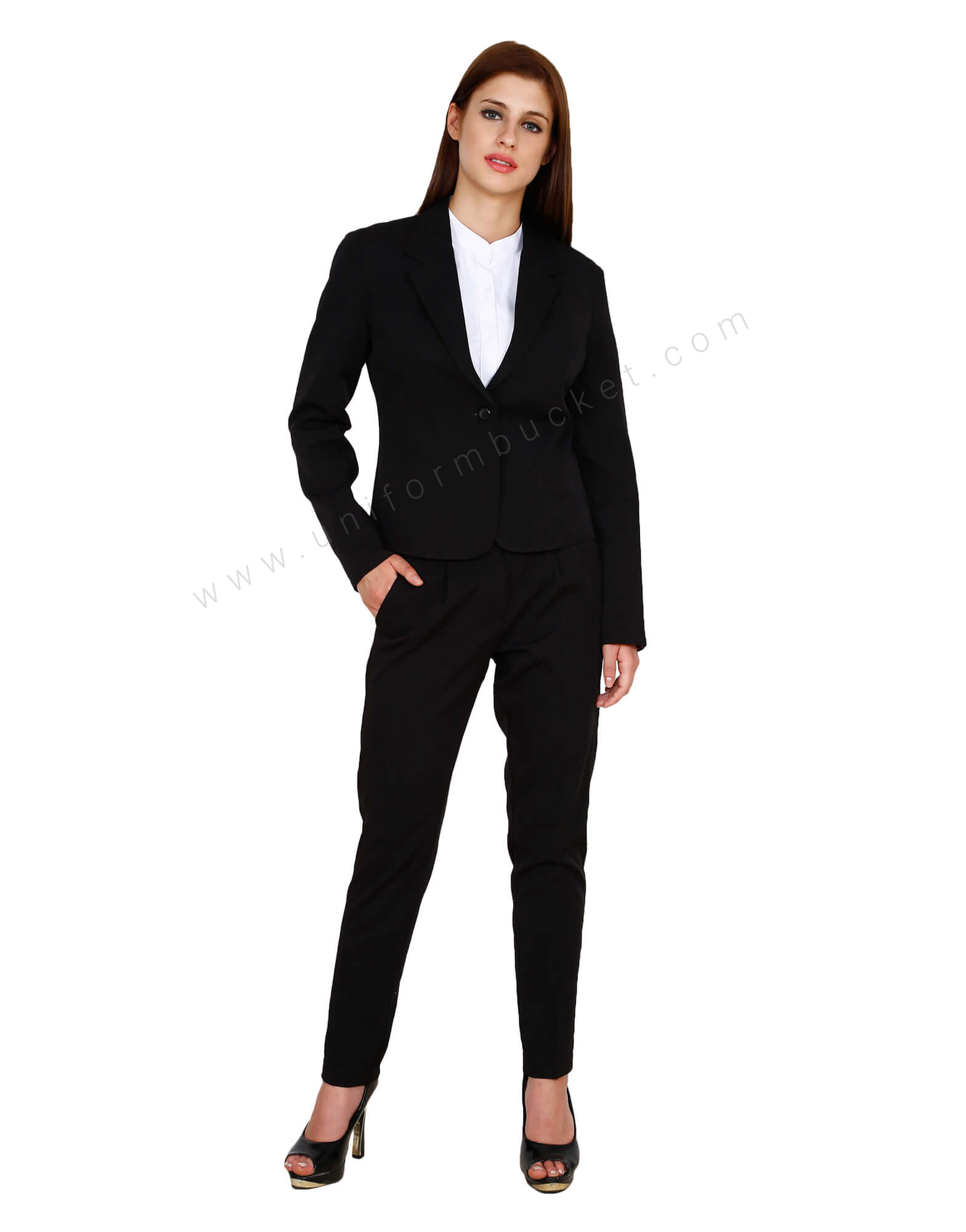 Maolijer Women's Open Front Buttons Work Office Blazer Casual Business Jacket Suit with Pockets 