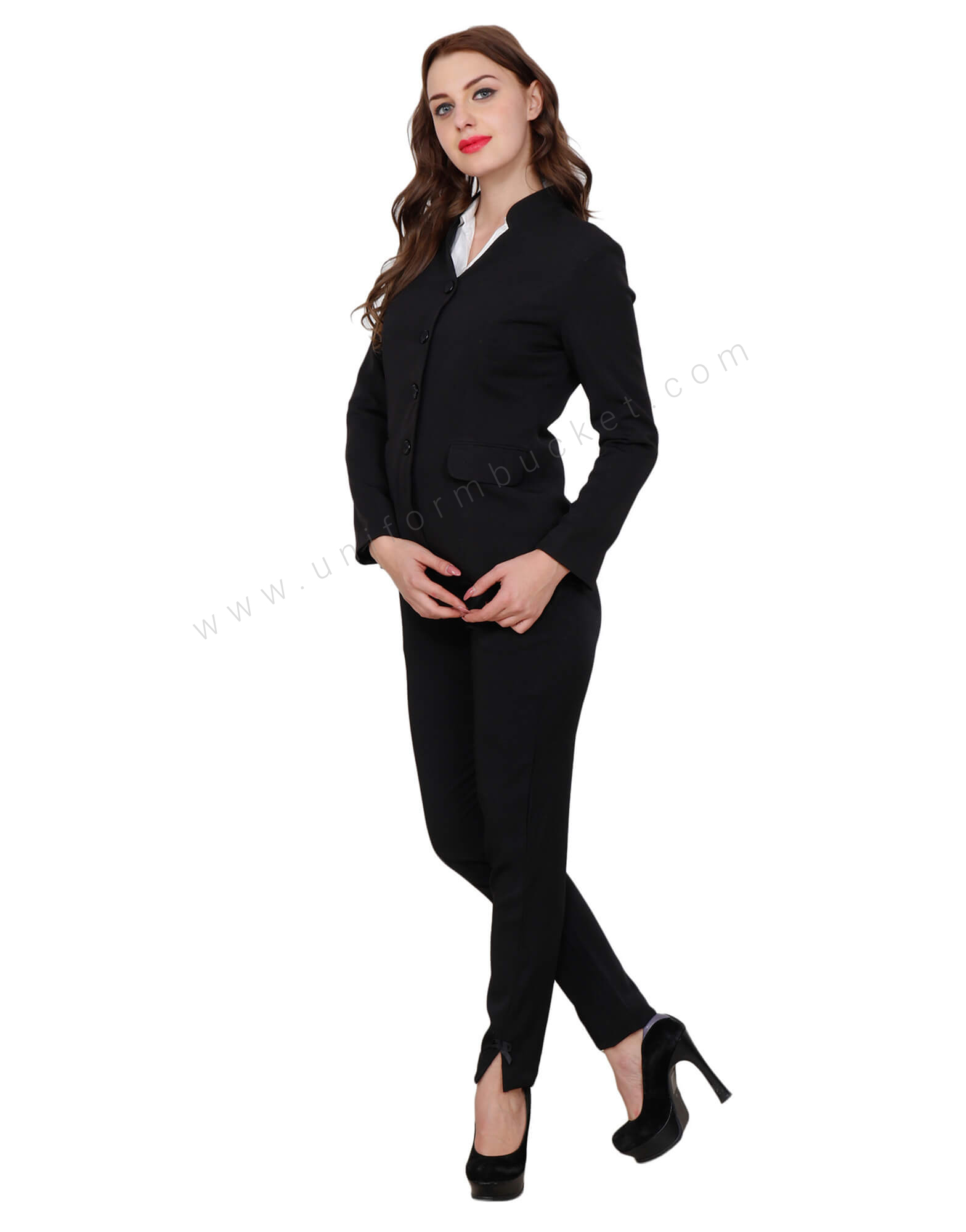 4 Button Blazer with Chinese Collar
