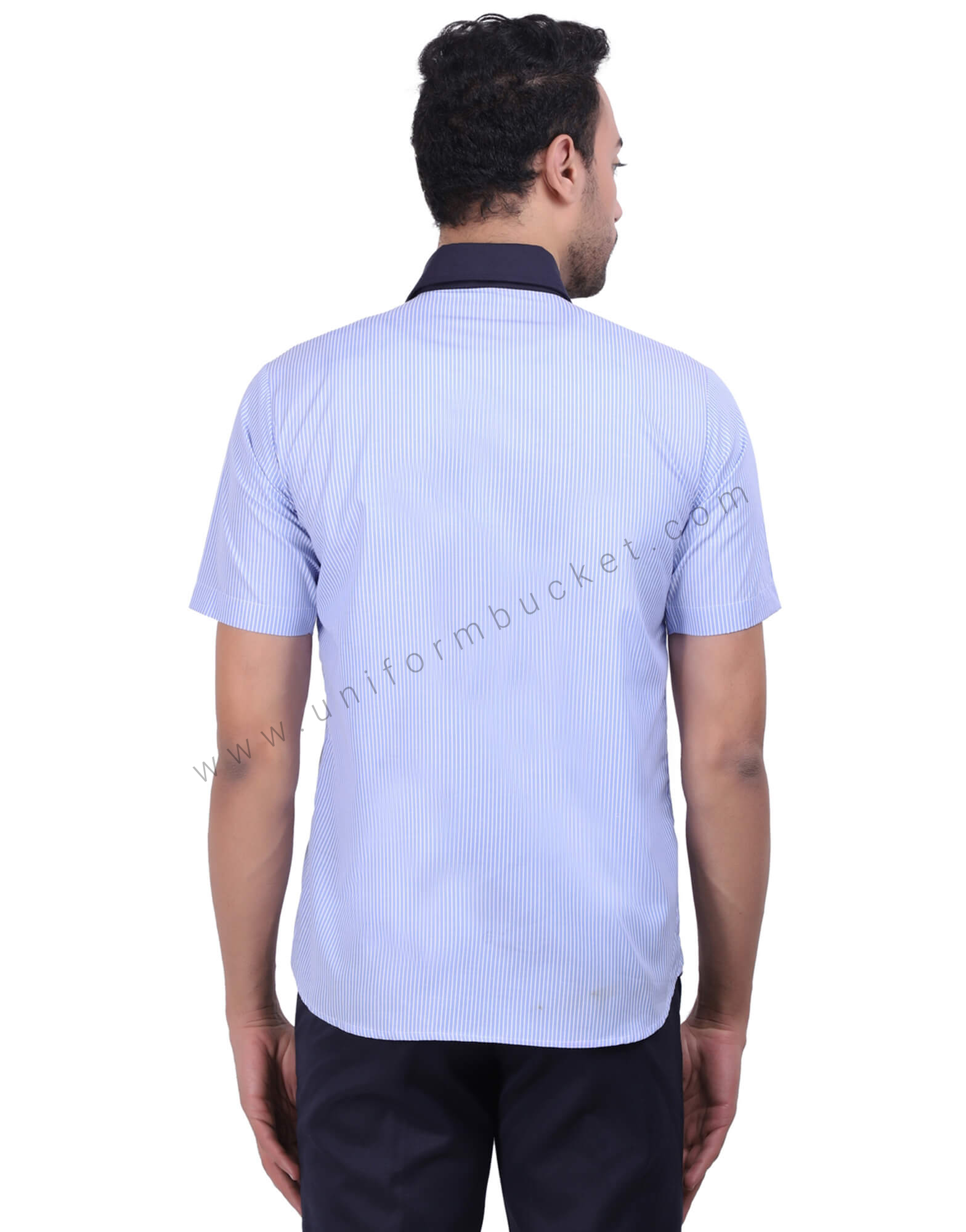 Formal Stylish Blue Shirt With Navy Blue Trims
