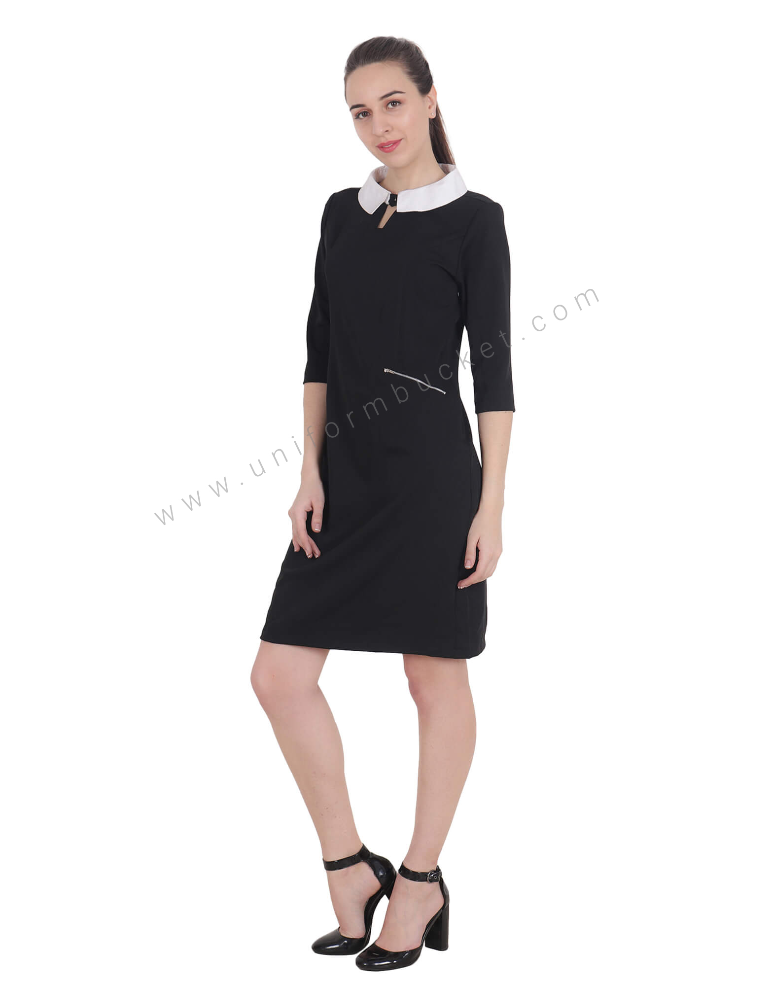 Formal Black Dress With Pocket Zip