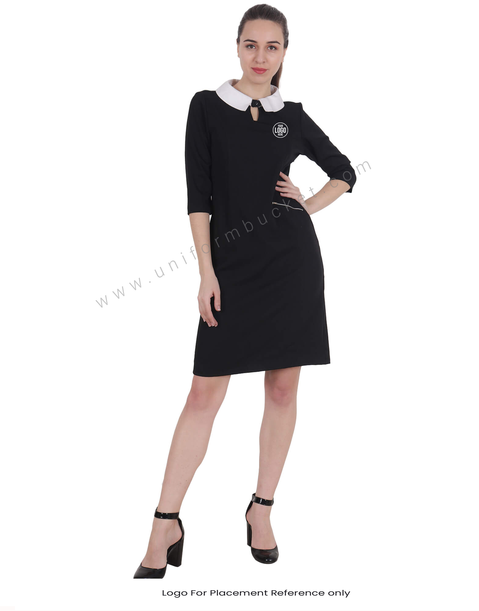 Formal Black Dress With Pocket Zip