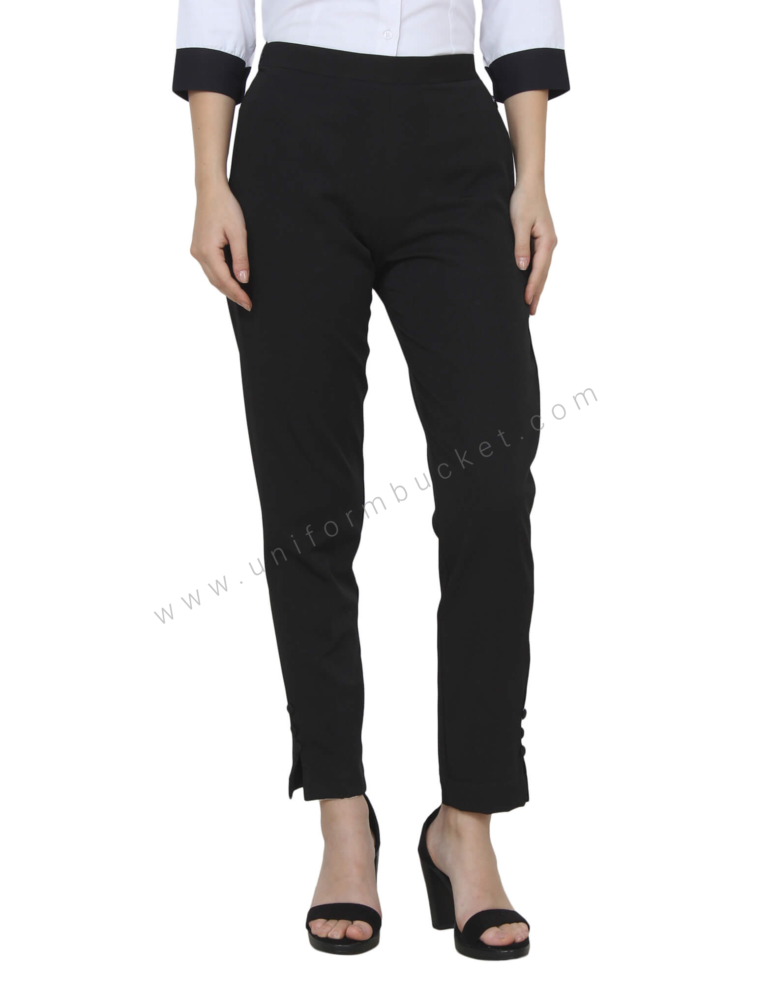 Side Zipper  Trouser With  Bottom 3 Buttons