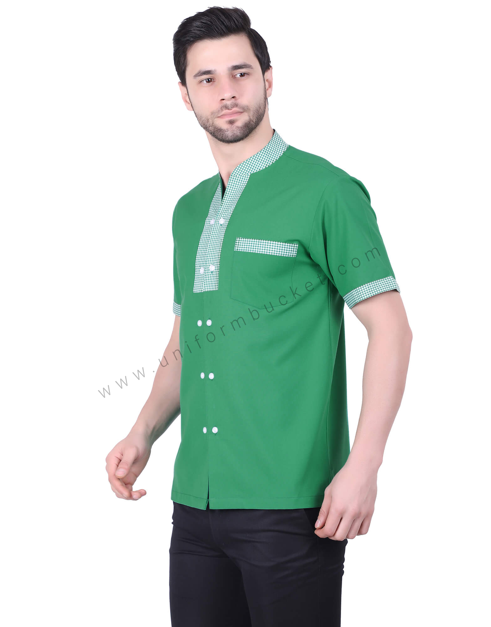 Green Shirt With Double Placket Button