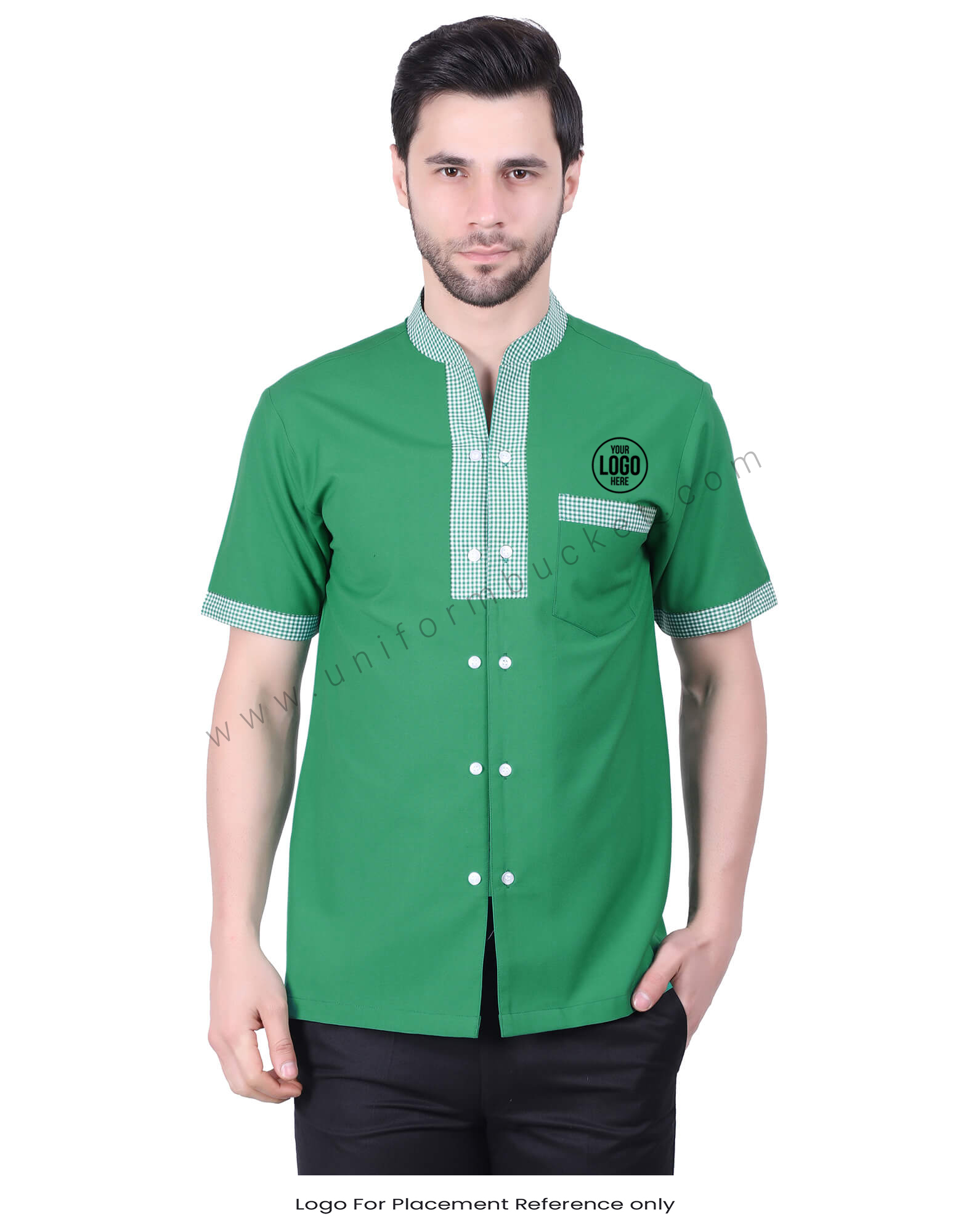 Green Shirt With Double Placket Button